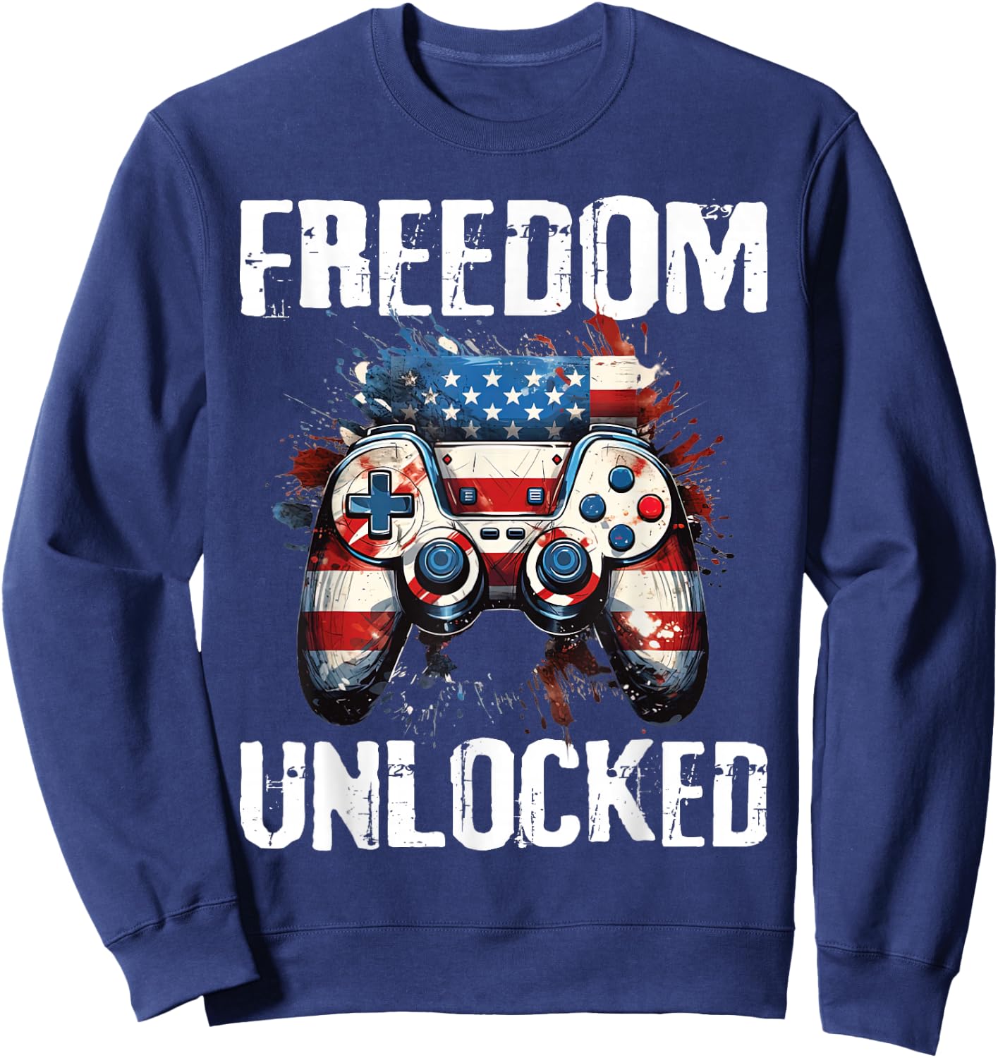 Gamer 4th Of July Freedom Unlocked Video Games Boys Teens Sweatshirt - Sweatshirt | Navy