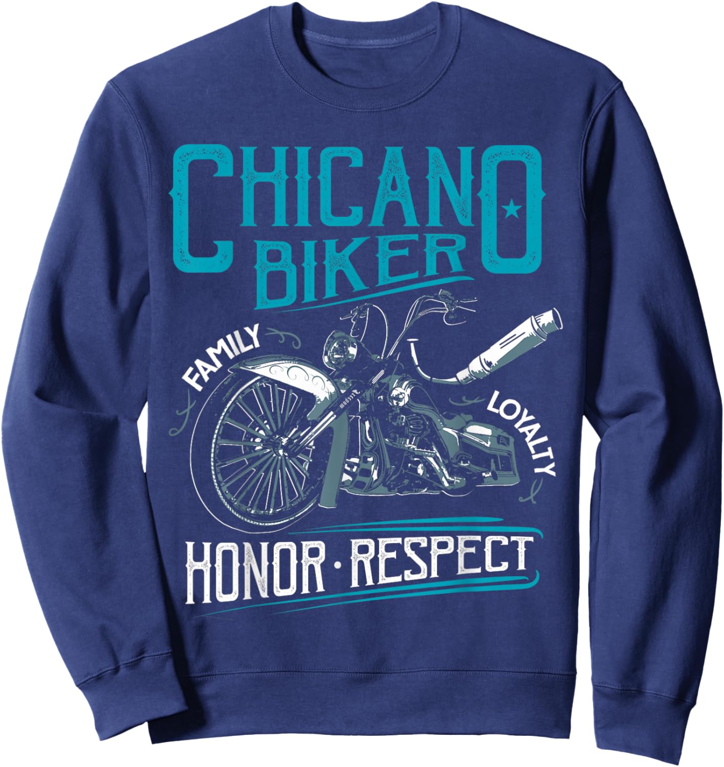 Lowriders Motorcycle Biker Custom Chicano Vintage Mexican Sweatshirt - Sweatshirt | Navy