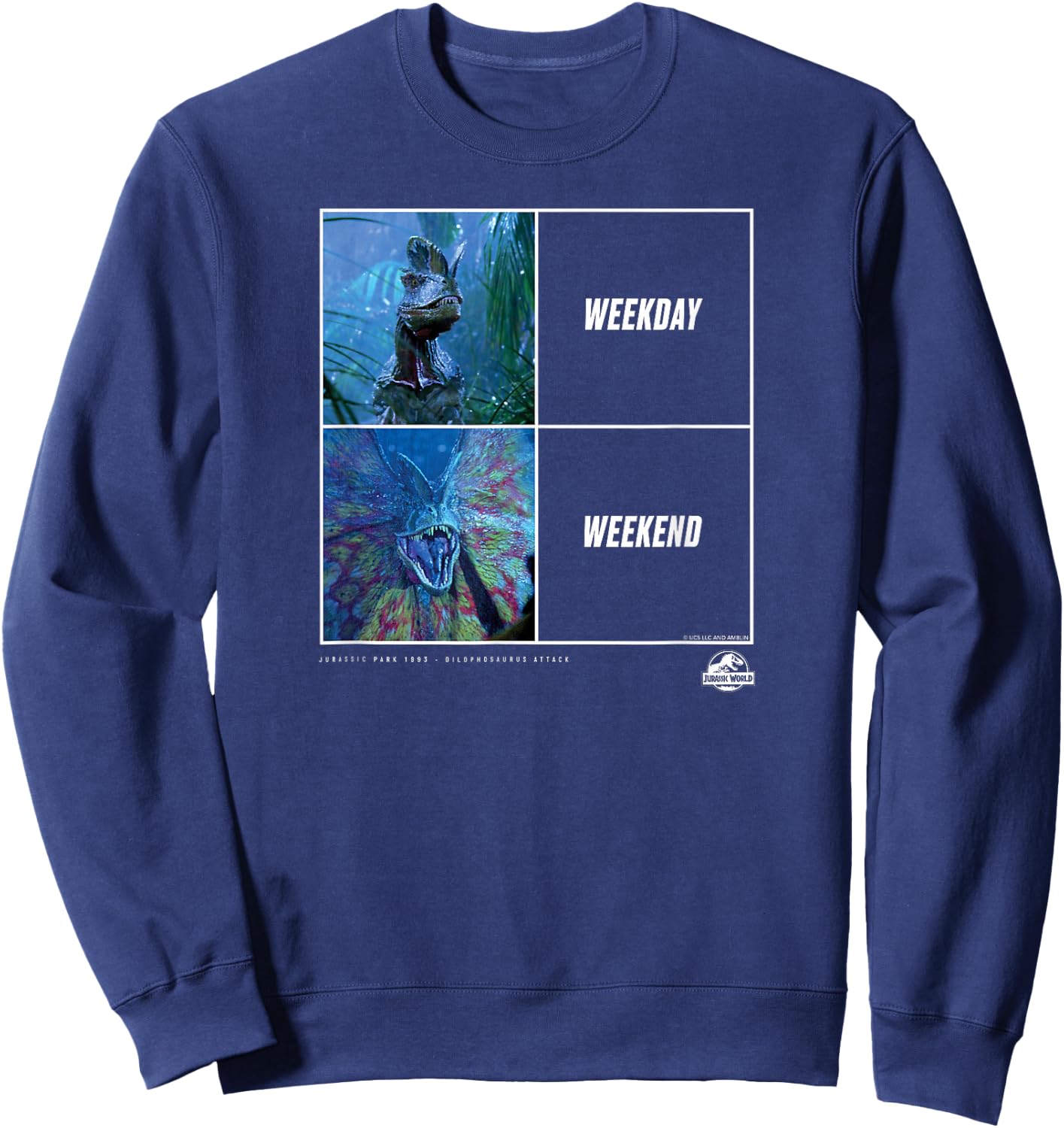 Jurassic Park Dilophosaurus meme Sweatshirt - Sweatshirt | Navy