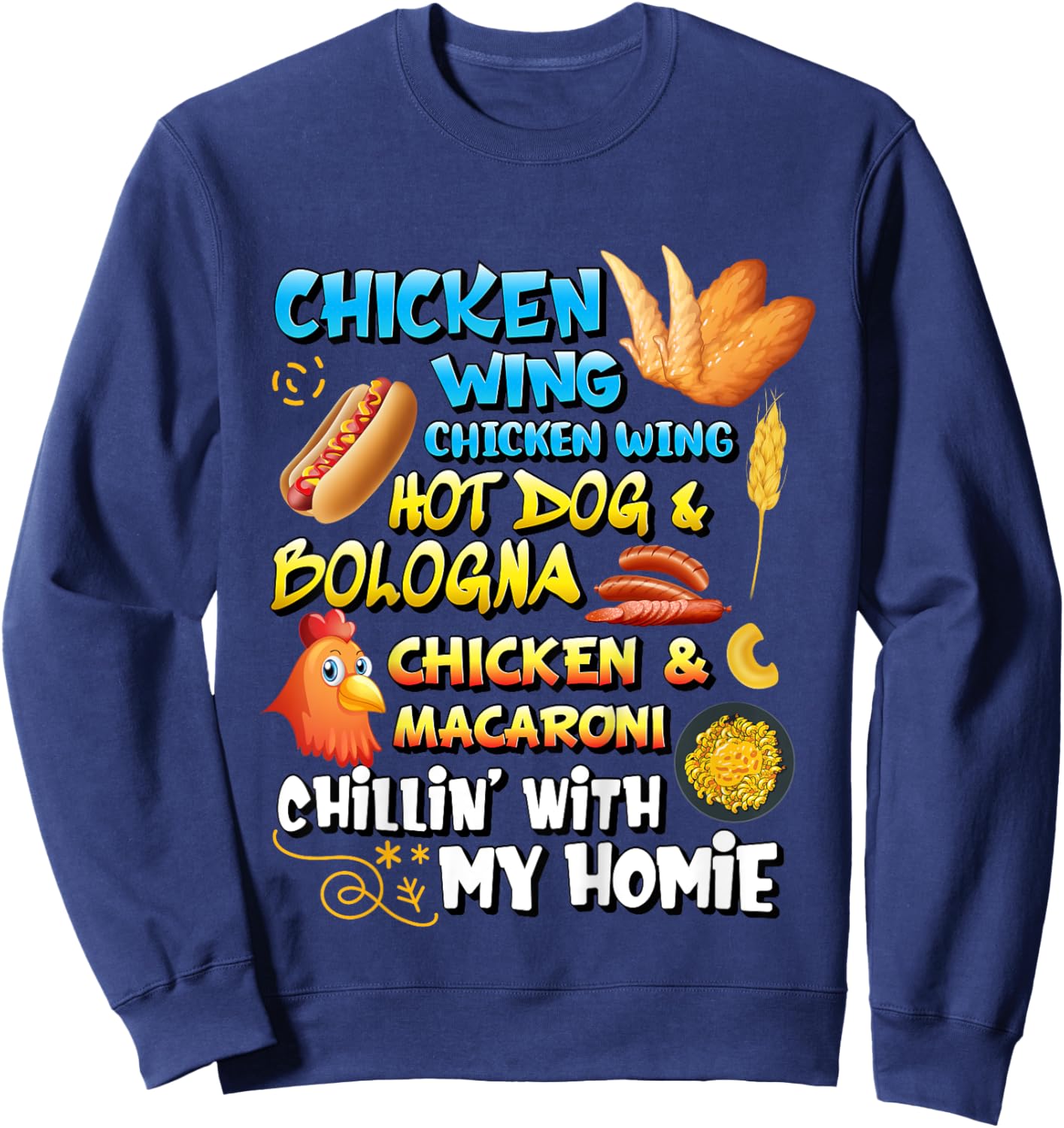 Viral Chicken Wing Chicken Wing Hot Dog Bologna Song lyric for Kids Sweatshirt - Sweatshirt | Navy