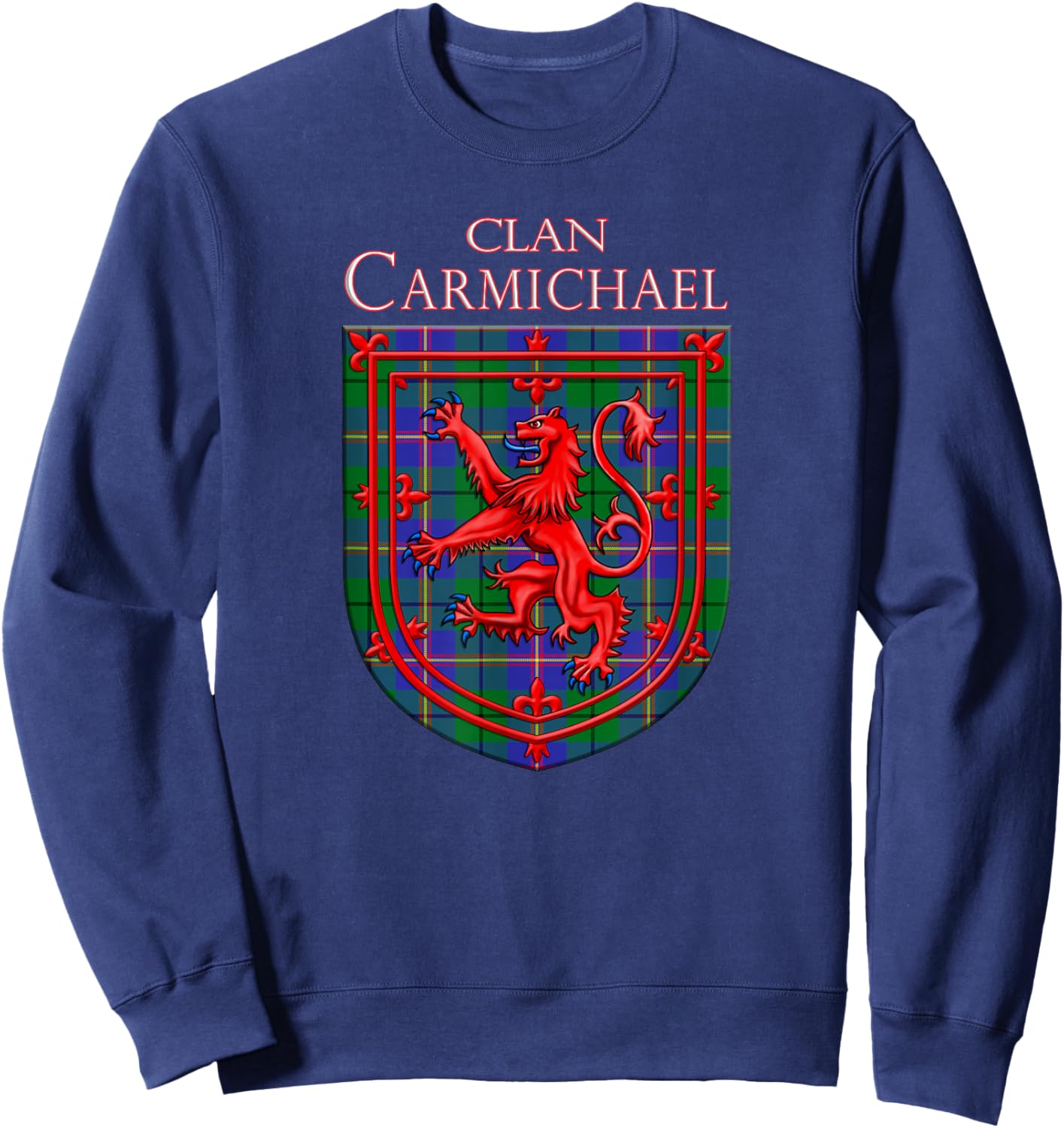 Carmichael Tartan Scottish Plaid Lion Rampant Sweatshirt - Sweatshirt | Navy