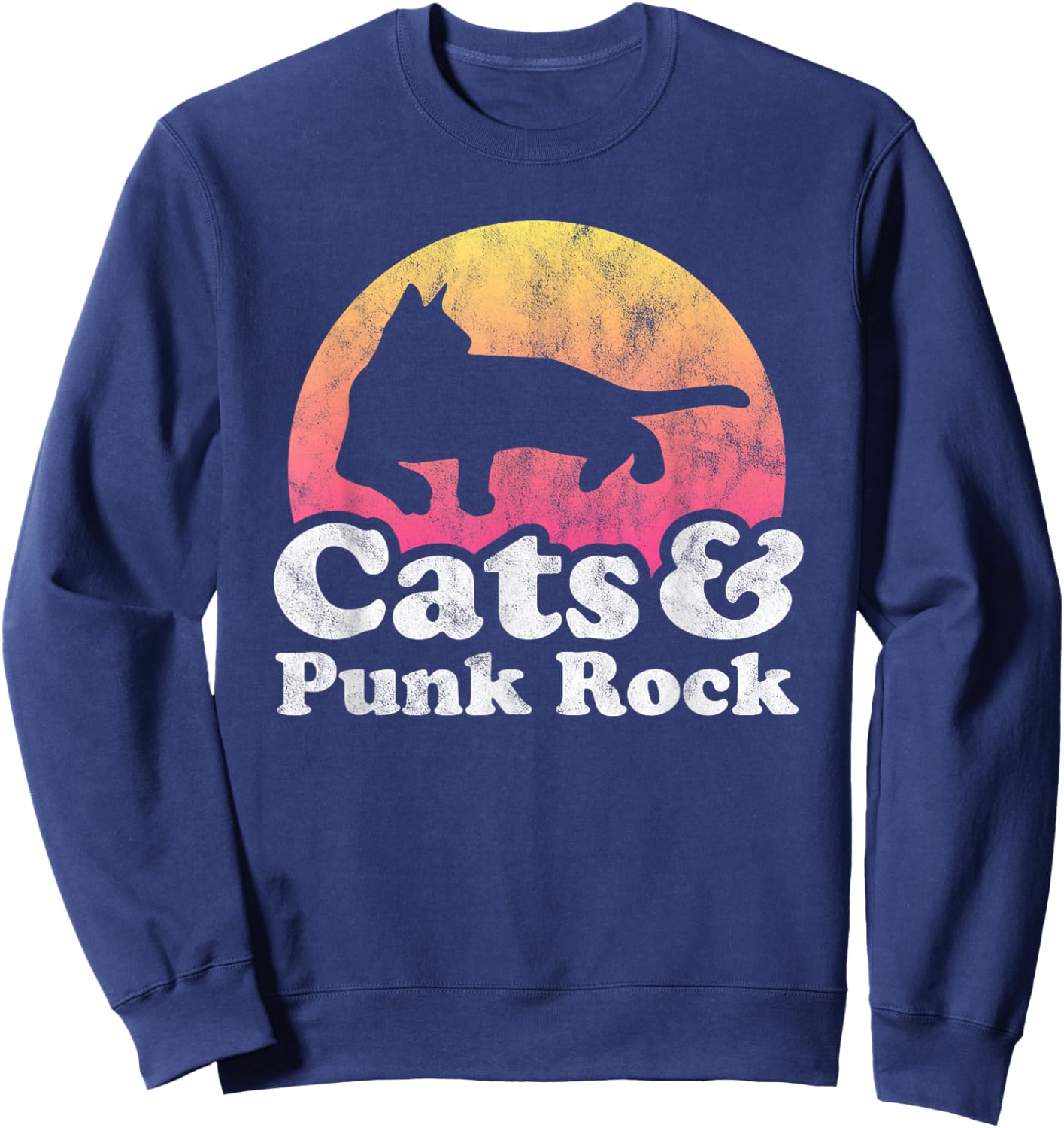 Cats and Punk Rock Men's or Women's Cat Sweatshirt - Sweatshirt | Navy