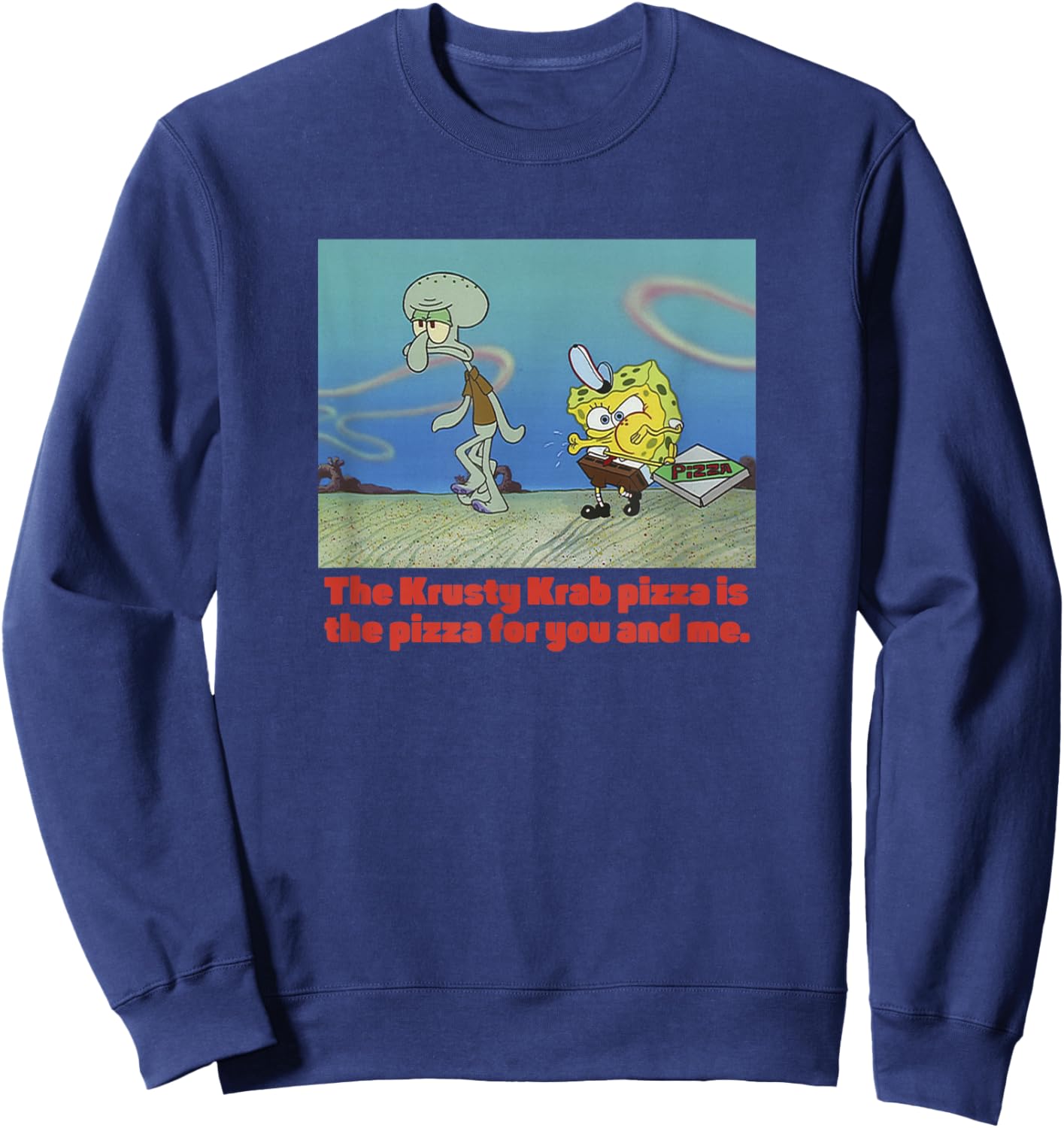 Spongebob Squarepants Spongebob Squidward Pizza Sweatshirt - Sweatshirt | Navy