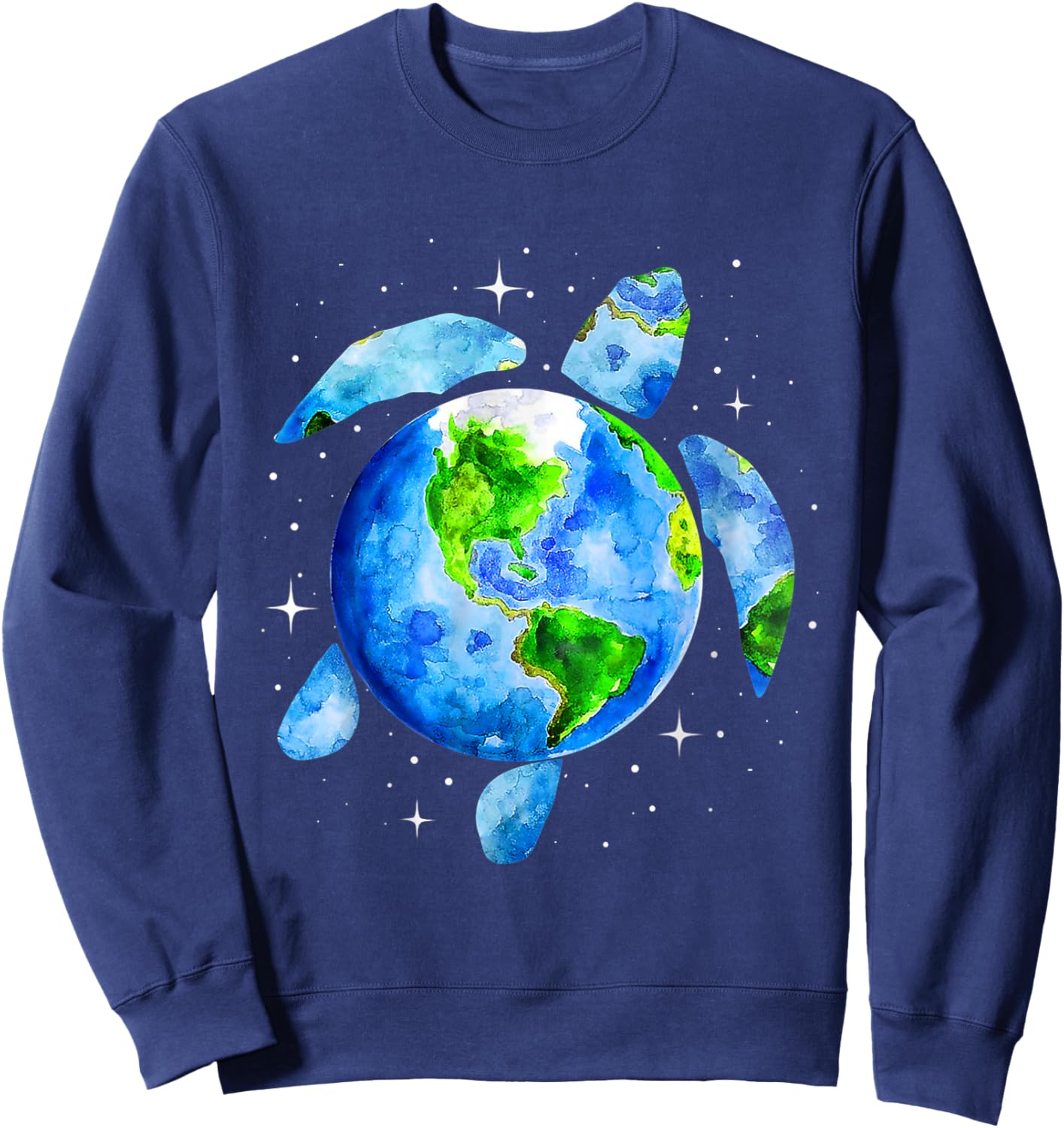 Earth Day 2022 Restore Save the Planet Earth Sea Turtle Art Sweatshirt - Sweatshirt | Navy