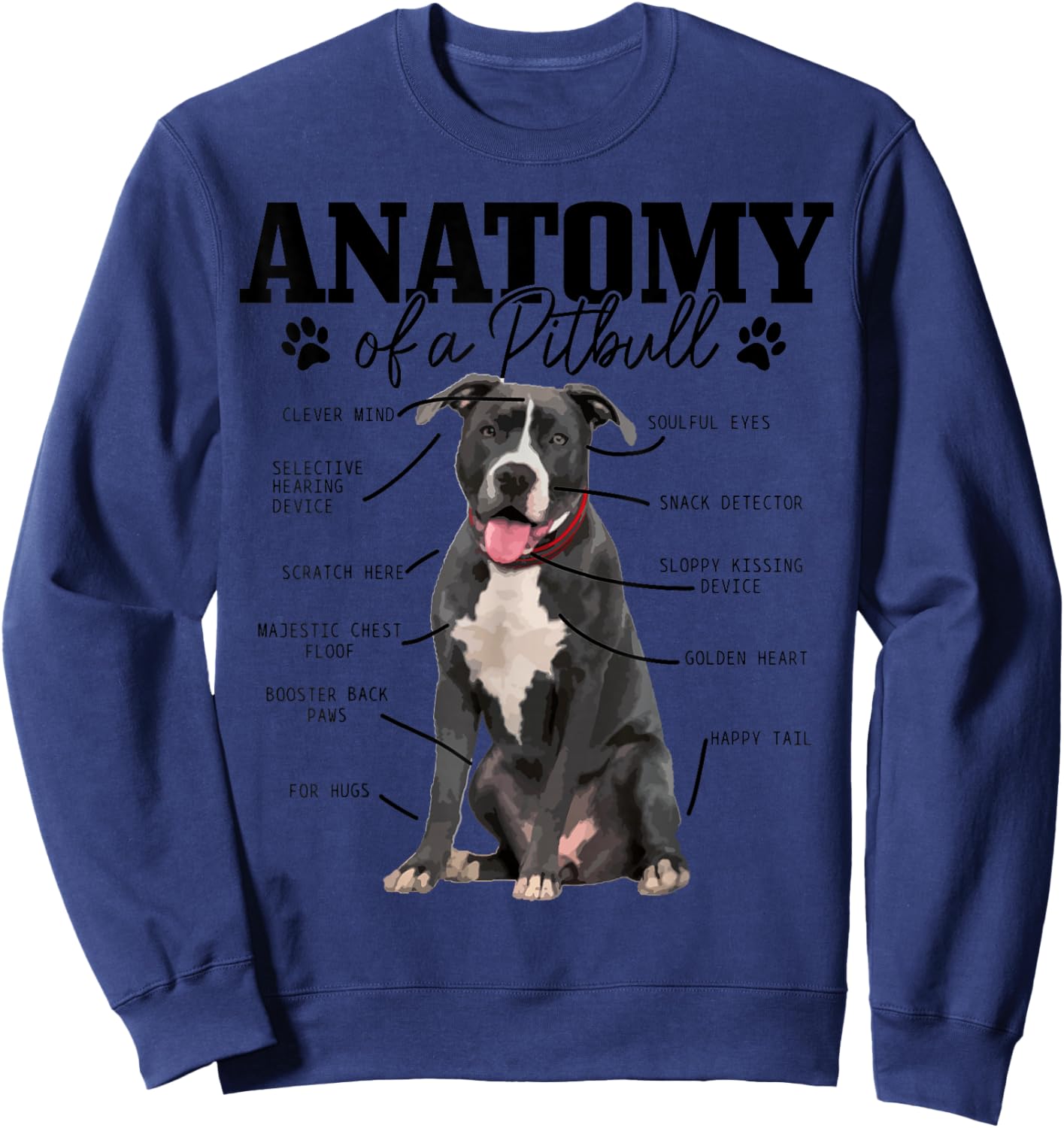 Anatomy Of A Pitbull Dog Funny Cute Pitbull Mom Pitbull Dad Sweatshirt - Sweatshirt | Navy