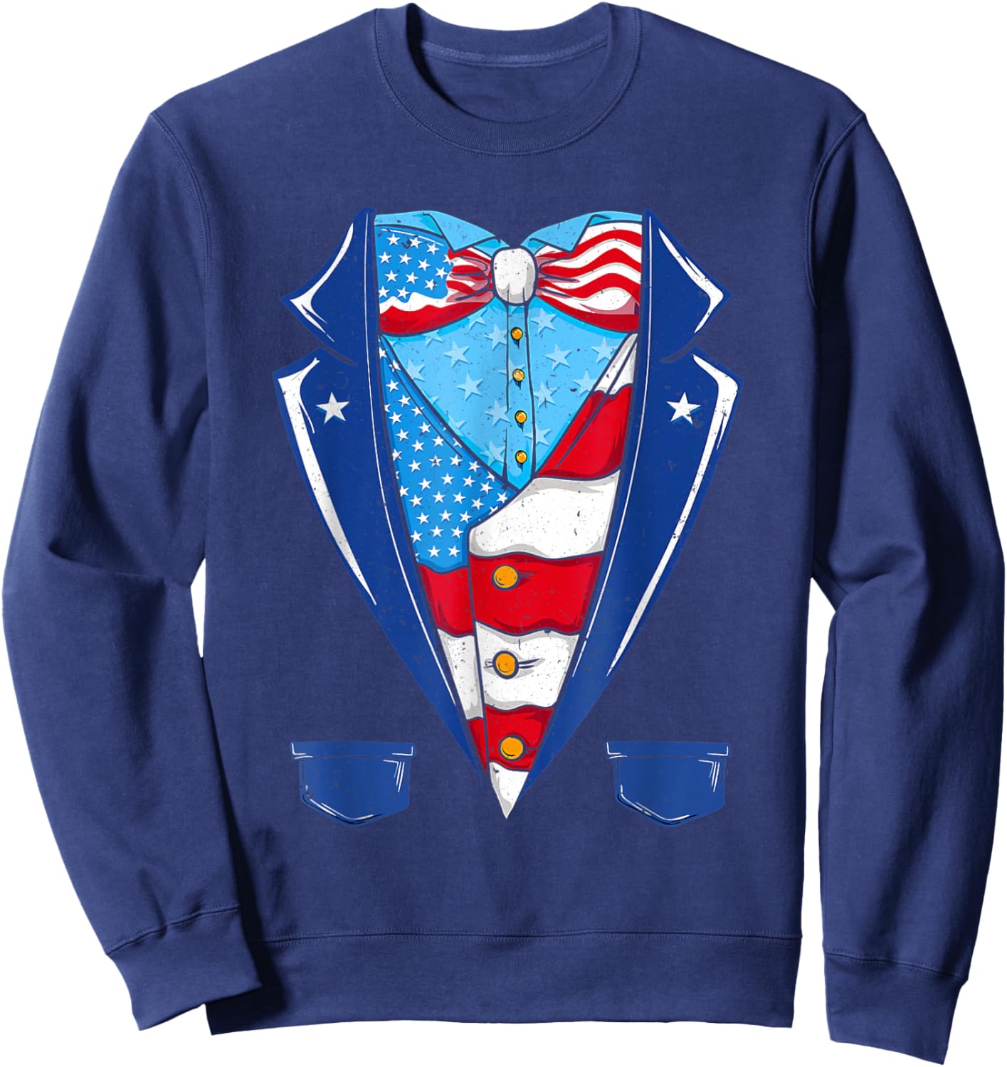 Uncle Sam American Flag Vest Patriotic Halloween Costume Women Kids Men Sweatshirt - Sweatshirt | Navy