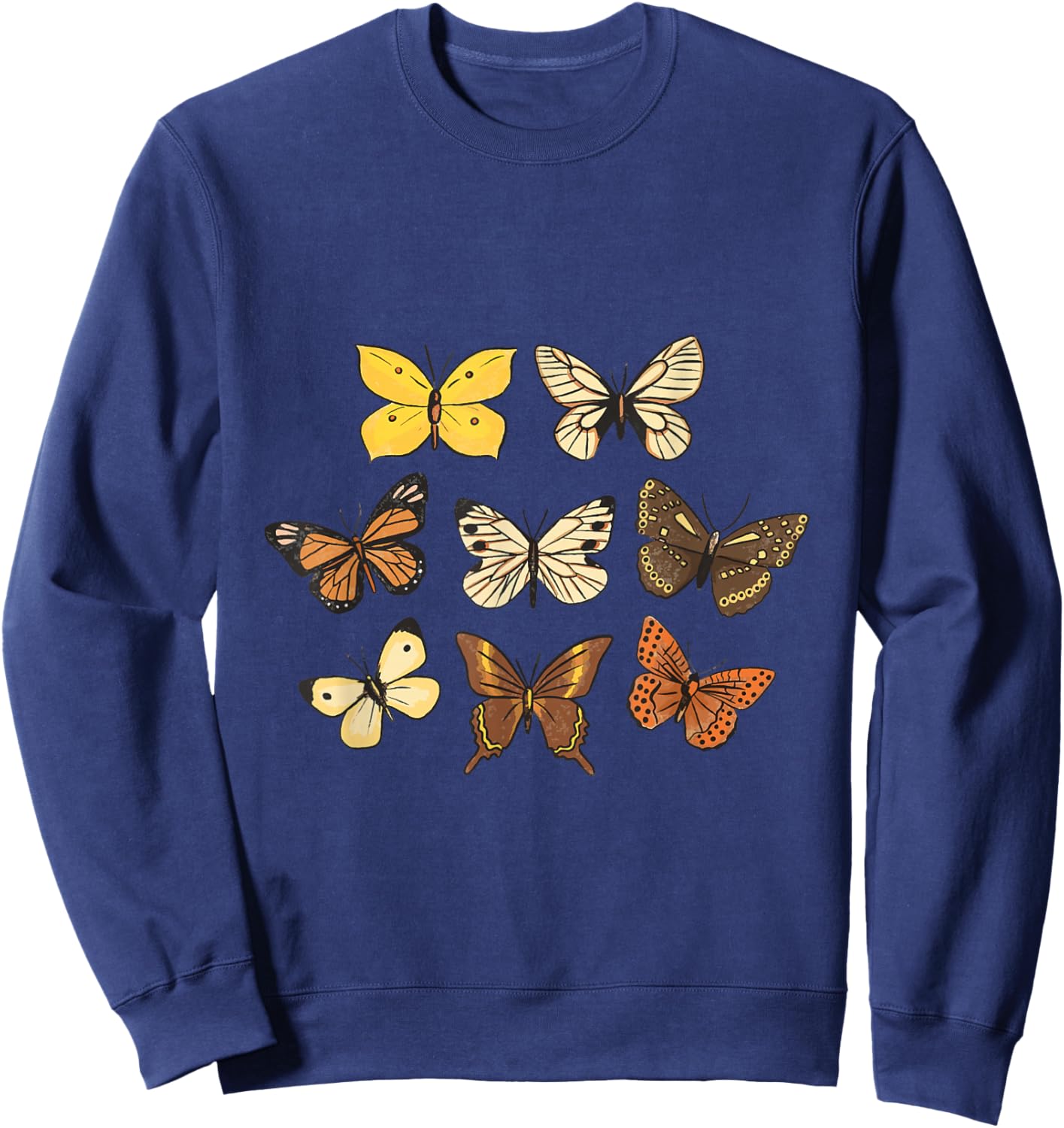 Vintage Butterflies print Butterfly Collection entomology Sweatshirt - Sweatshirt | Navy