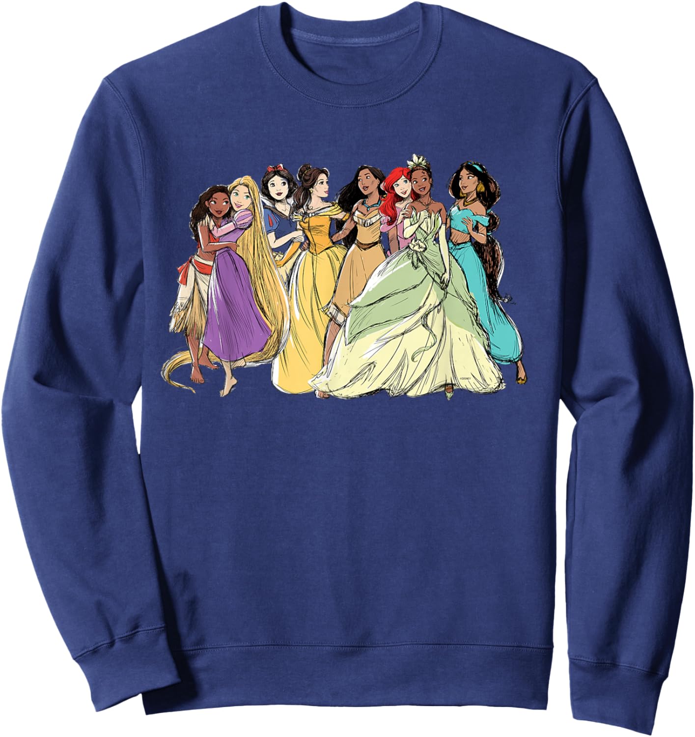 Disney Princess Group Pencil Sketch Sweatshirt - Sweatshirt | Navy