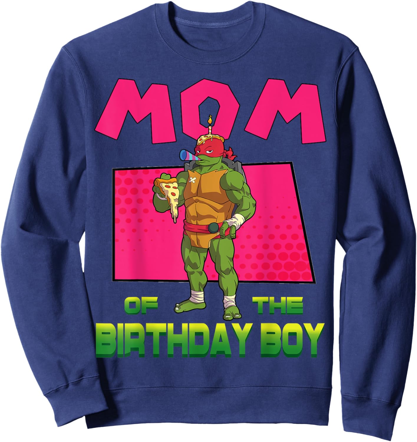 Mademark x Teenage Mutant Ninja Turtles - Raph Mommy of the Birthday Boy Pizza Theme Party Sweatshirt - Sweatshirt | Navy
