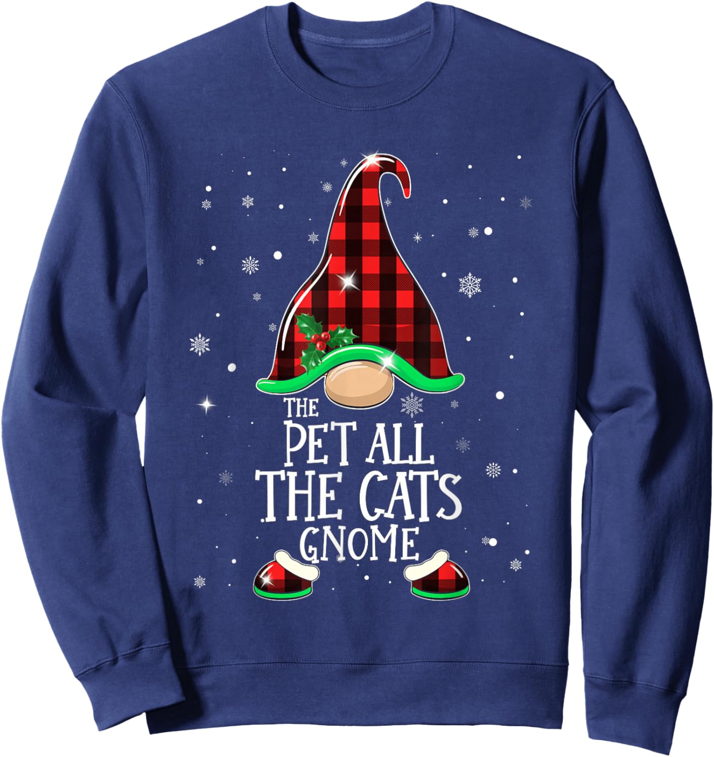 Funny Pet All The Cats Gnome Buffalo Matching Christmas Sweatshirt - Sweatshirt | Navy