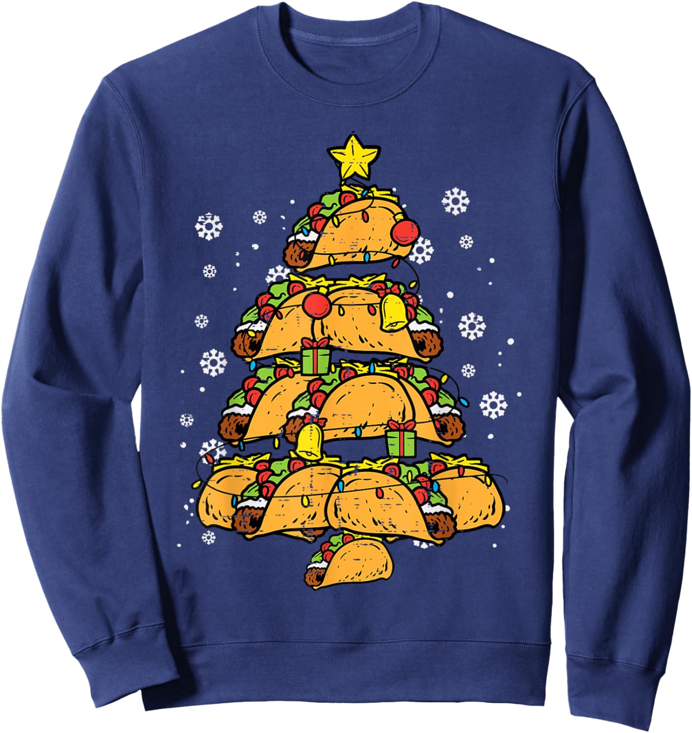 Taco Christmas Tree Xmas Mexican Food Sweatshirt - Sweatshirt | Navy