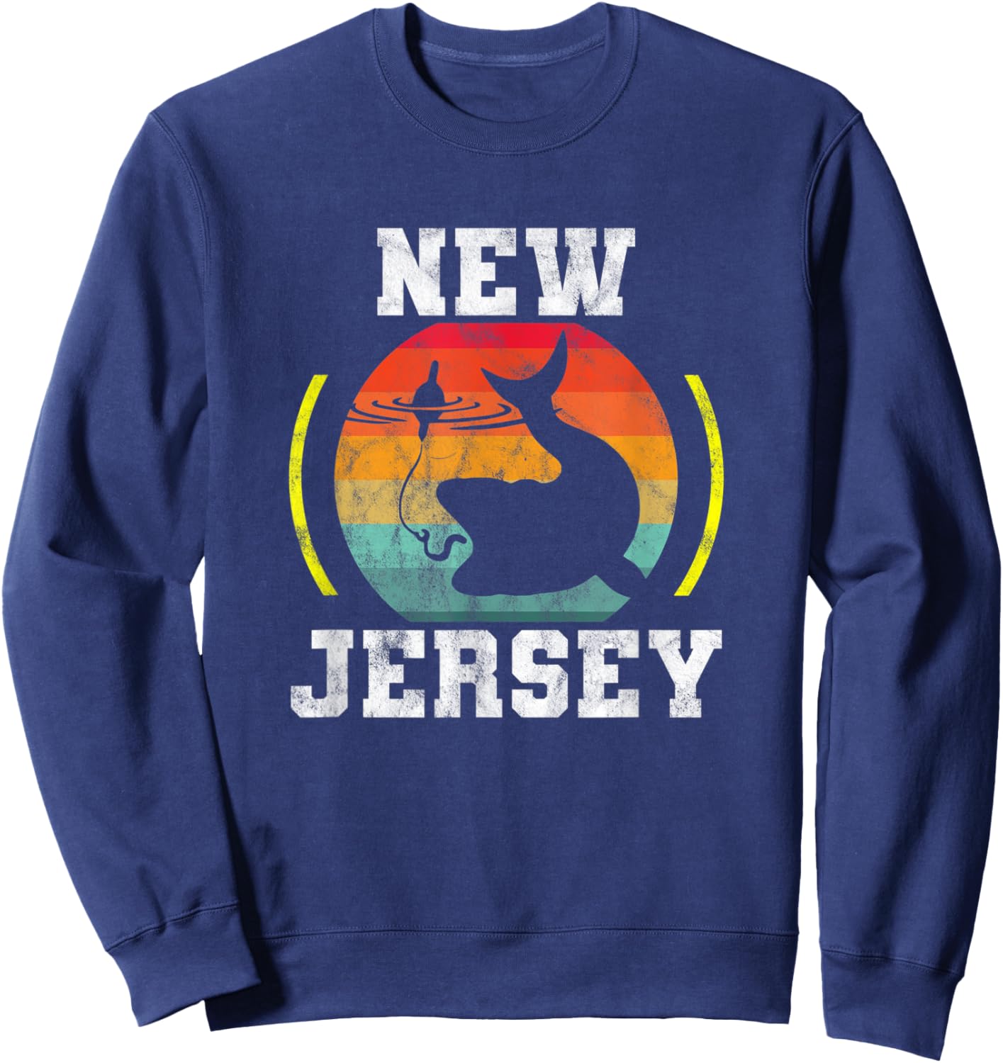 New Jersey - Fishing In The Great State Of NJ - Retro Sweatshirt - Sweatshirt | Navy