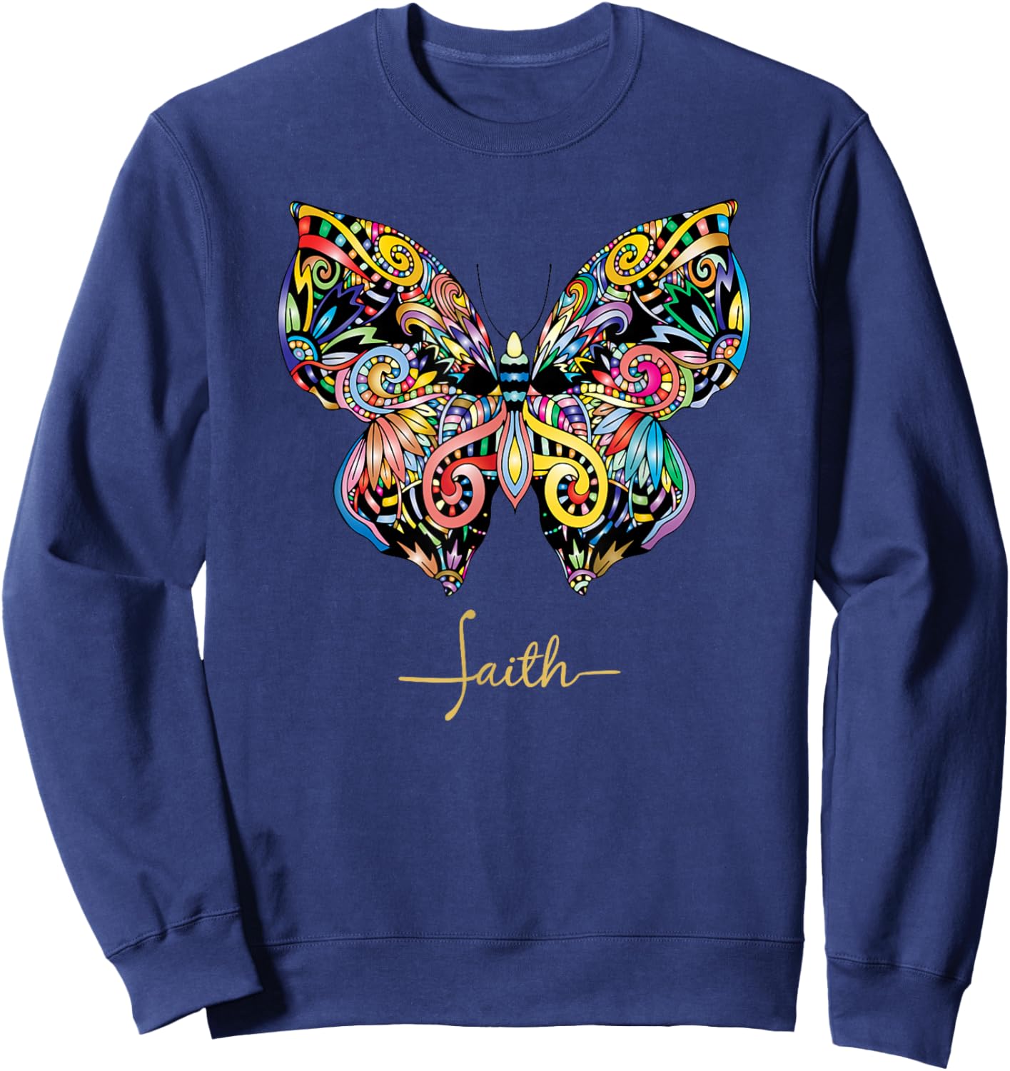 Christian T Faith bible butterfly women's Sweatshirt - Sweatshirt | Navy