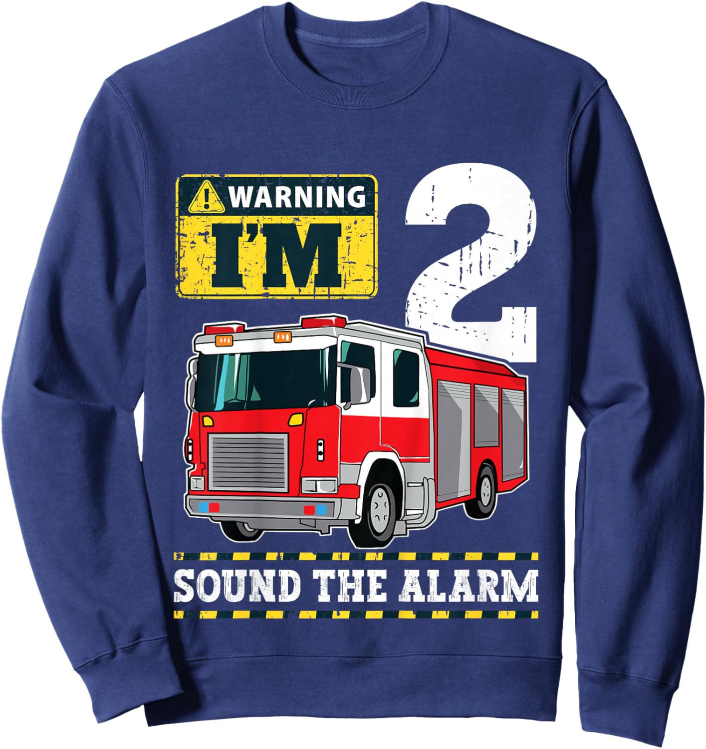 Kids Fire Truck 2 Year Old Firefighter 2nd Birthday Boy Toddler Sweatshirt - Sweatshirt | Navy