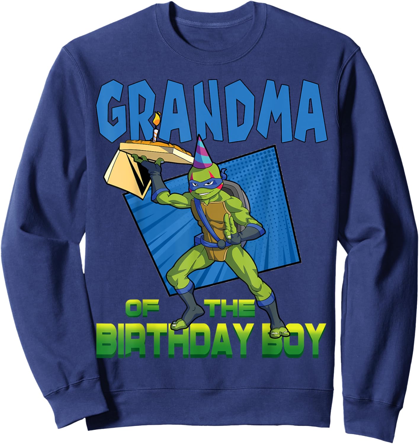 Mademark x Teenage Mutant Ninja Turtles - Leo Grandma of the Birthday Boy Pizza Theme Party Sweatshirt - Sweatshirt | Navy