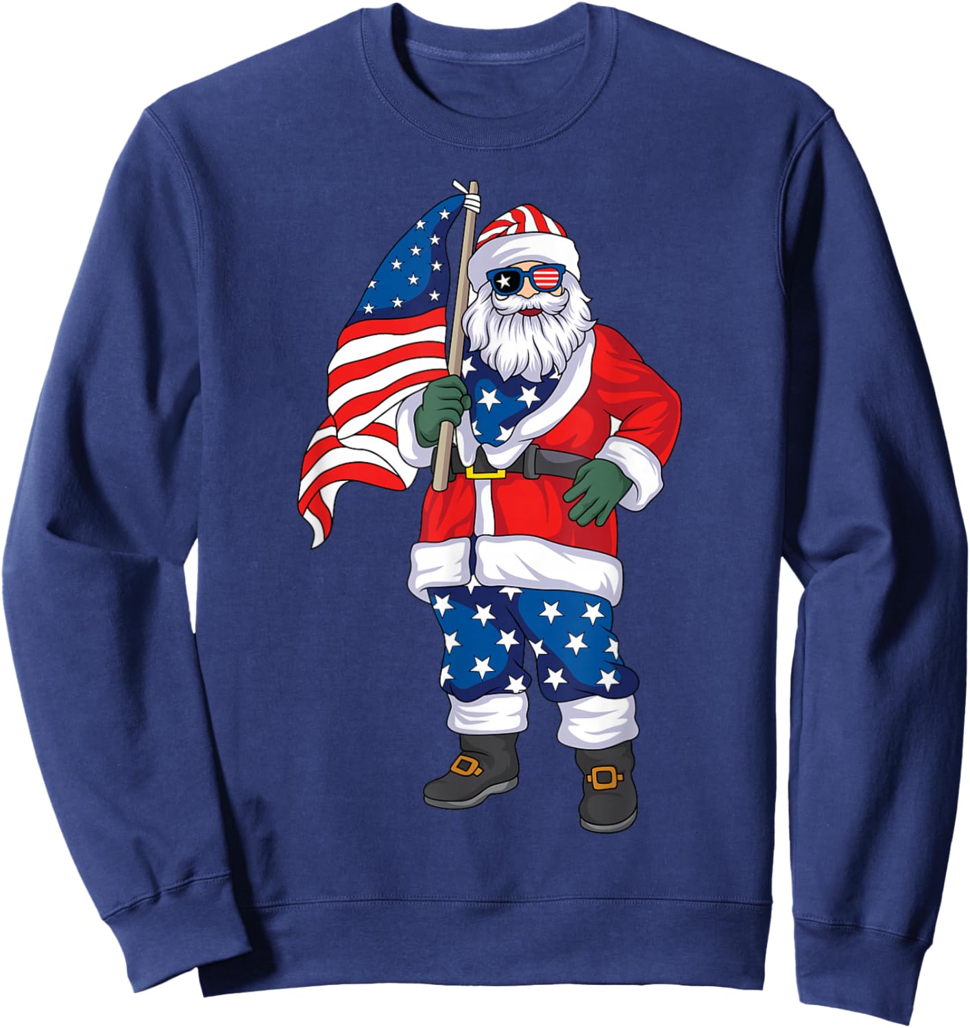 Patriotic Santa American Christmas 4th of July Santa Sweatshirt - Sweatshirt | Navy