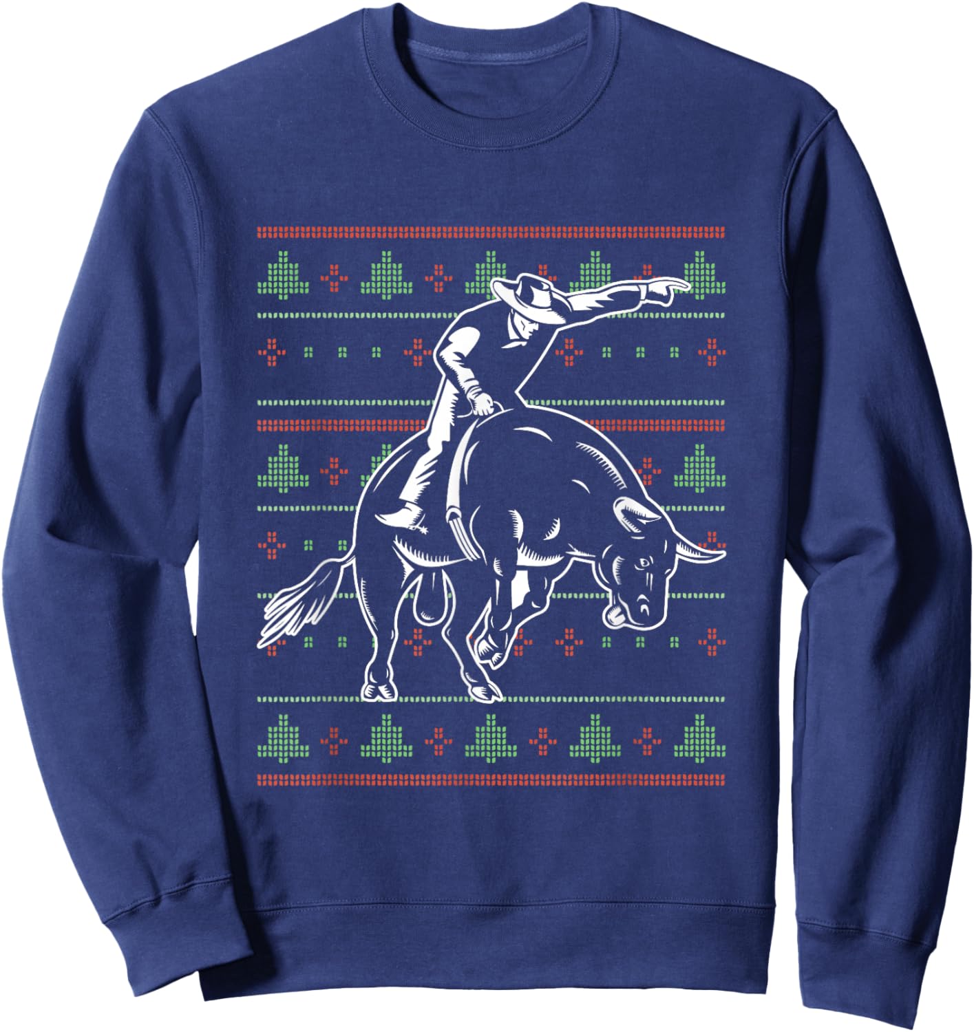 Ugly Christmas X-Mas Rodeo Santa Claus New Year Bull Riding Sweatshirt - Sweatshirt | Navy