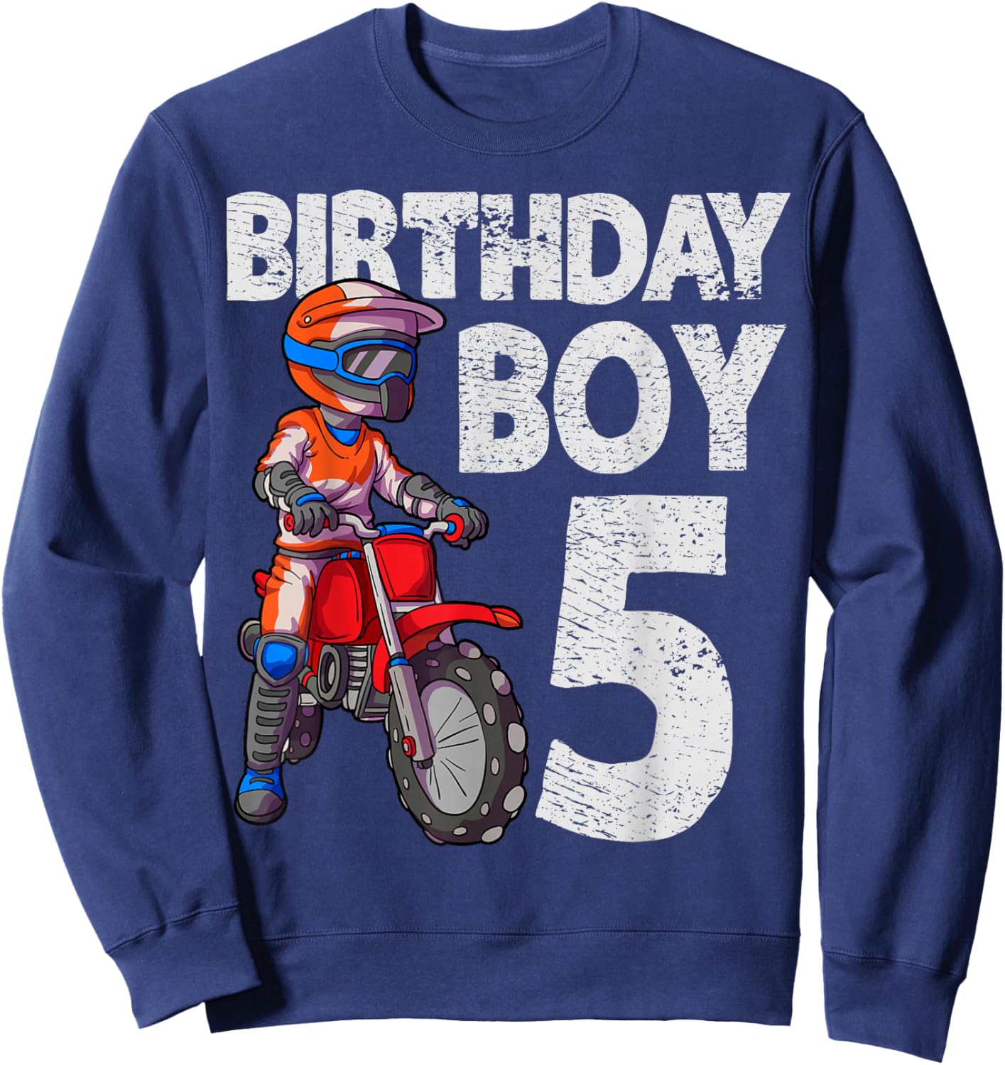Motocross 5th Birthday Kids MX 5 Year Old Dirt Bike Birthday Sweatshirt - Sweatshirt | Navy