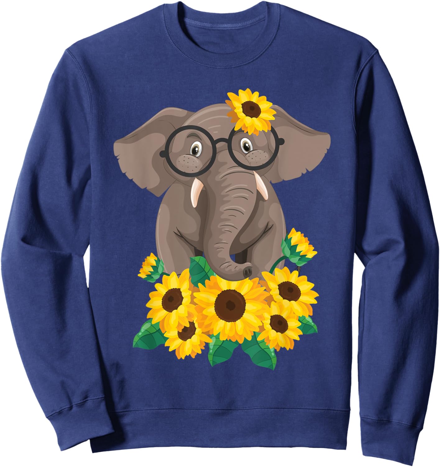 Elephant Sunflower - Zookeeper Zoologist Animal Whisperer Sweatshirt - Sweatshirt | Navy