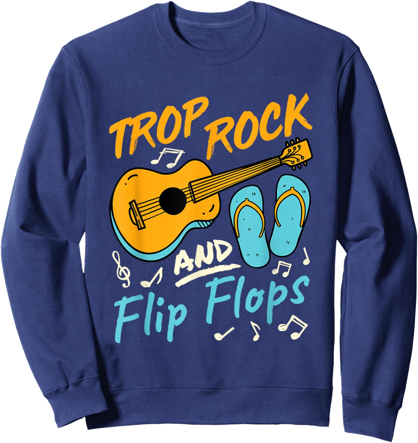 Trop Rock and Flip Flops Tropical Music Lover Island Graphic Sweatshirt - Sweatshirt | Navy