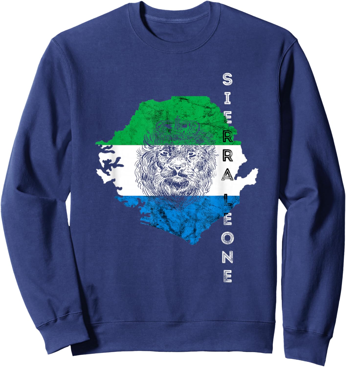 Sierra Leone Sierra Leonean Flag Map Lion Pride Roots Sweatshirt - Sweatshirt | Navy