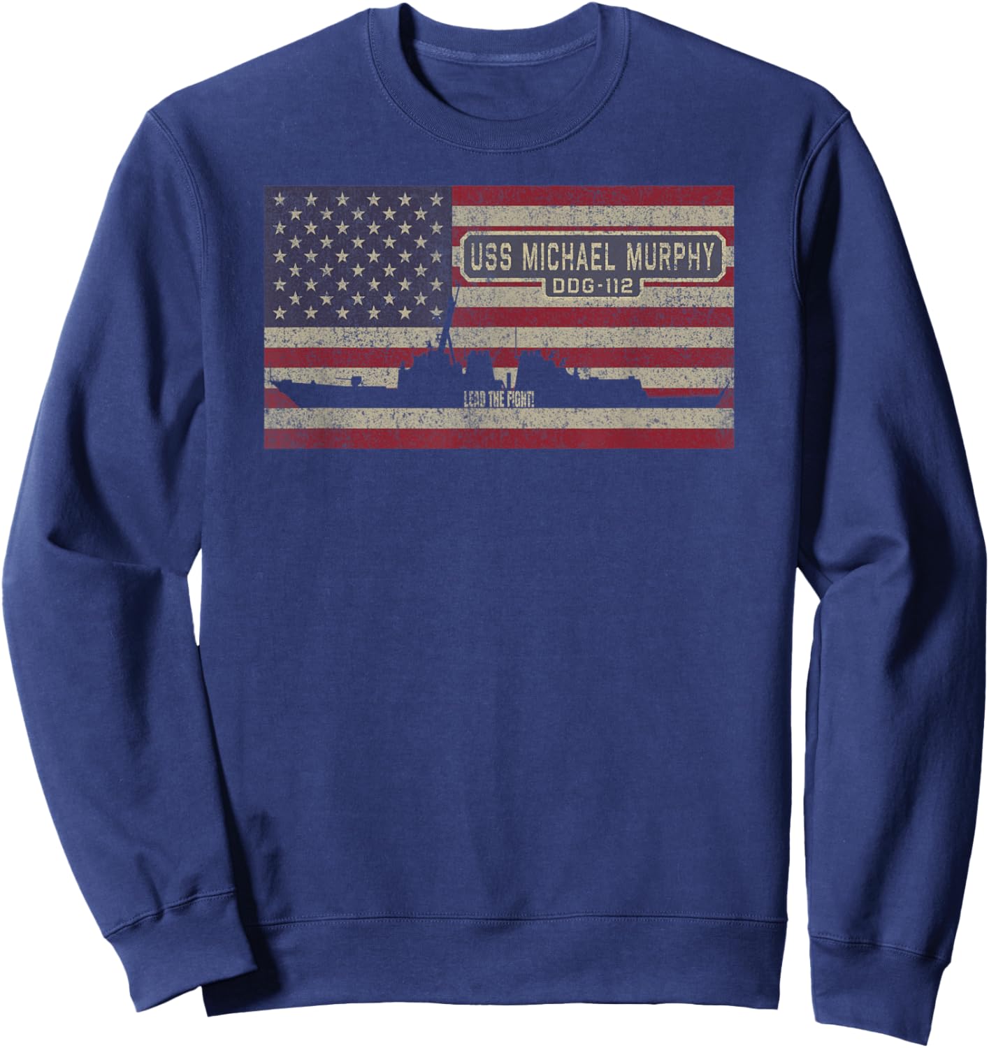 USS Michael Murphy DDG-112 Destroyer Ship USA Flag Sweatshirt - Sweatshirt | Navy