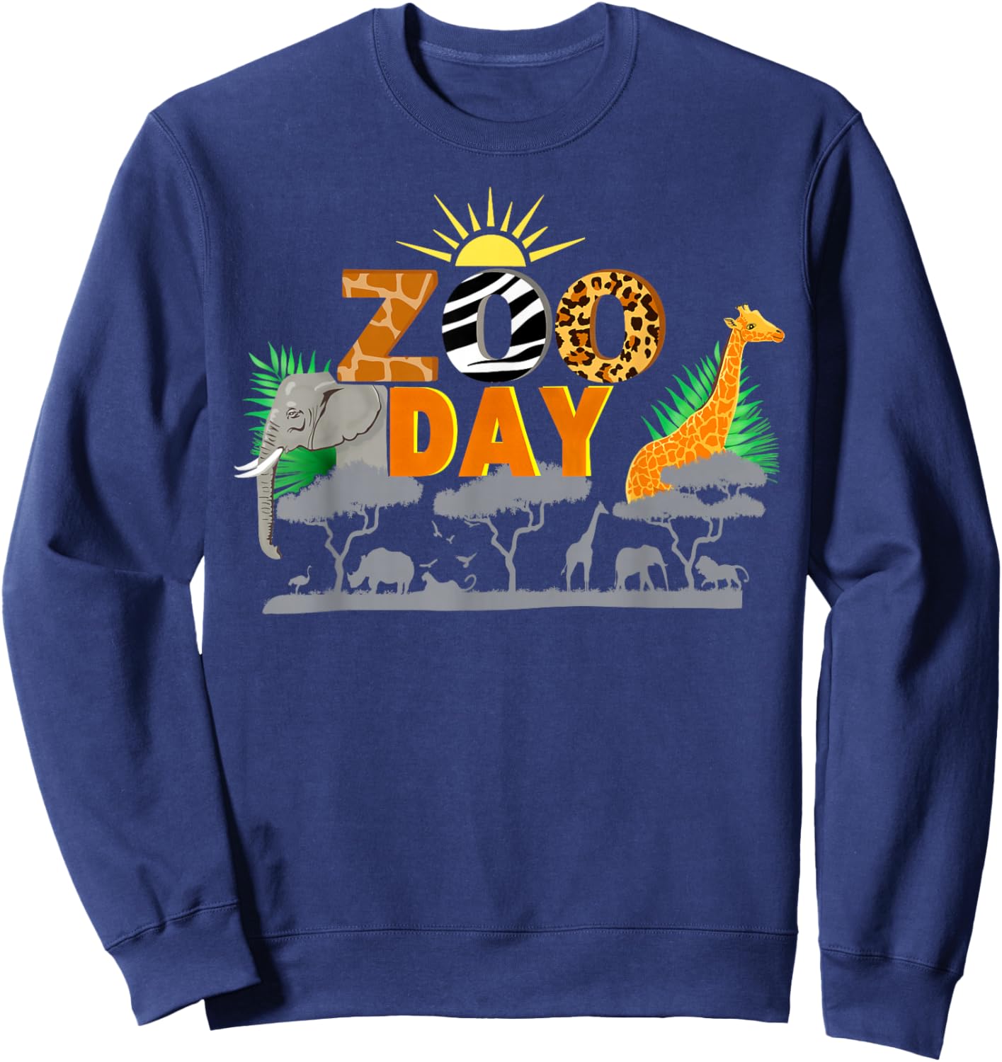 Fun Zoo day cute animals school field trip safari Sweatshirt - Sweatshirt | Navy