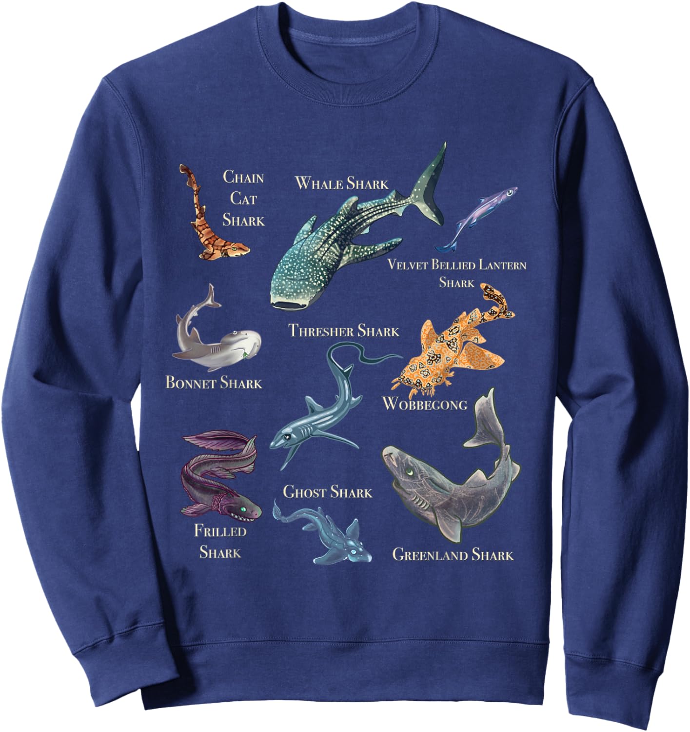 Shark Frenzy Fun Shark Collection Sweatshirt - Sweatshirt | Navy