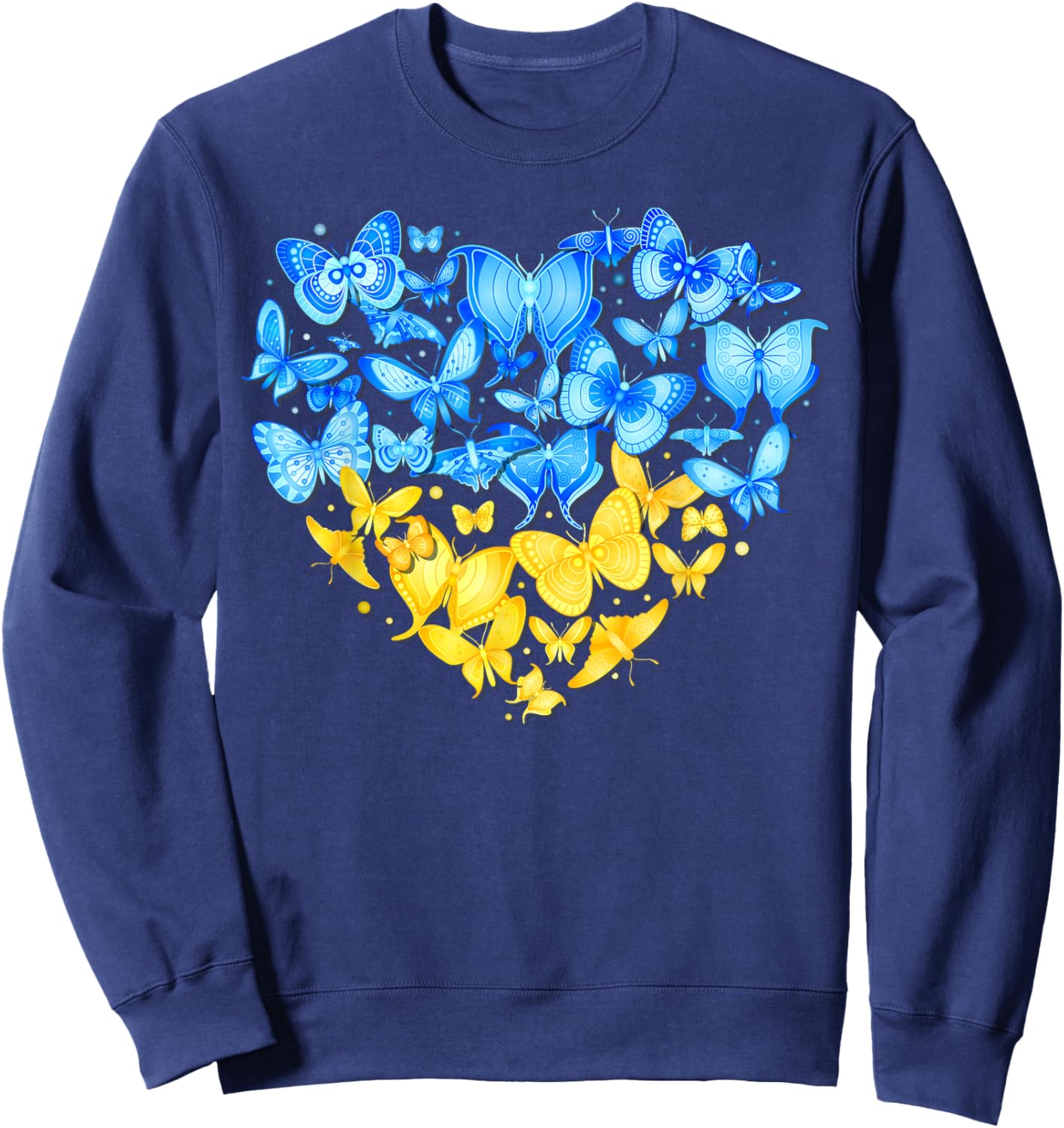 Heart Heart Ukraine Butterfly Ukraine Sunflower Sweatshirt - Sweatshirt | Navy