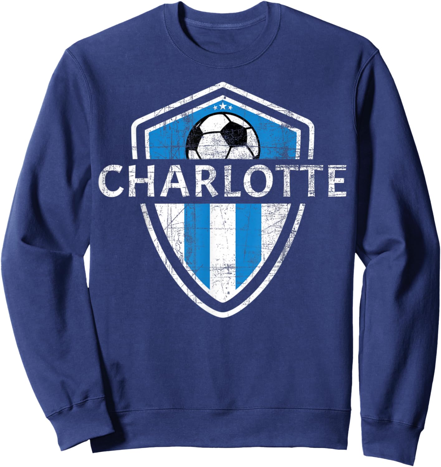Charlotte 704 Jersey - Fan Badge Distressed Sweatshirt - Sweatshirt | Navy