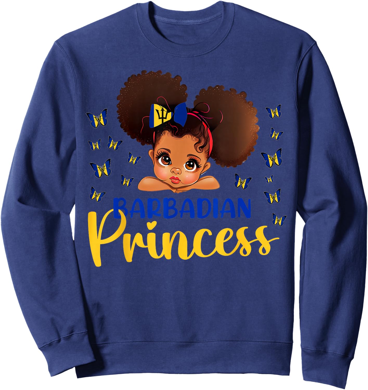 Barbadian Princess Barbados for Black Girls Kids Sweatshirt - Sweatshirt | Navy
