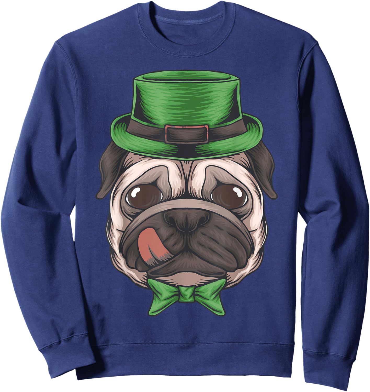 Pug Leprechaun St Patricks Day Dog Boys Men Irish Shamrock Sweatshirt - Sweatshirt | Navy