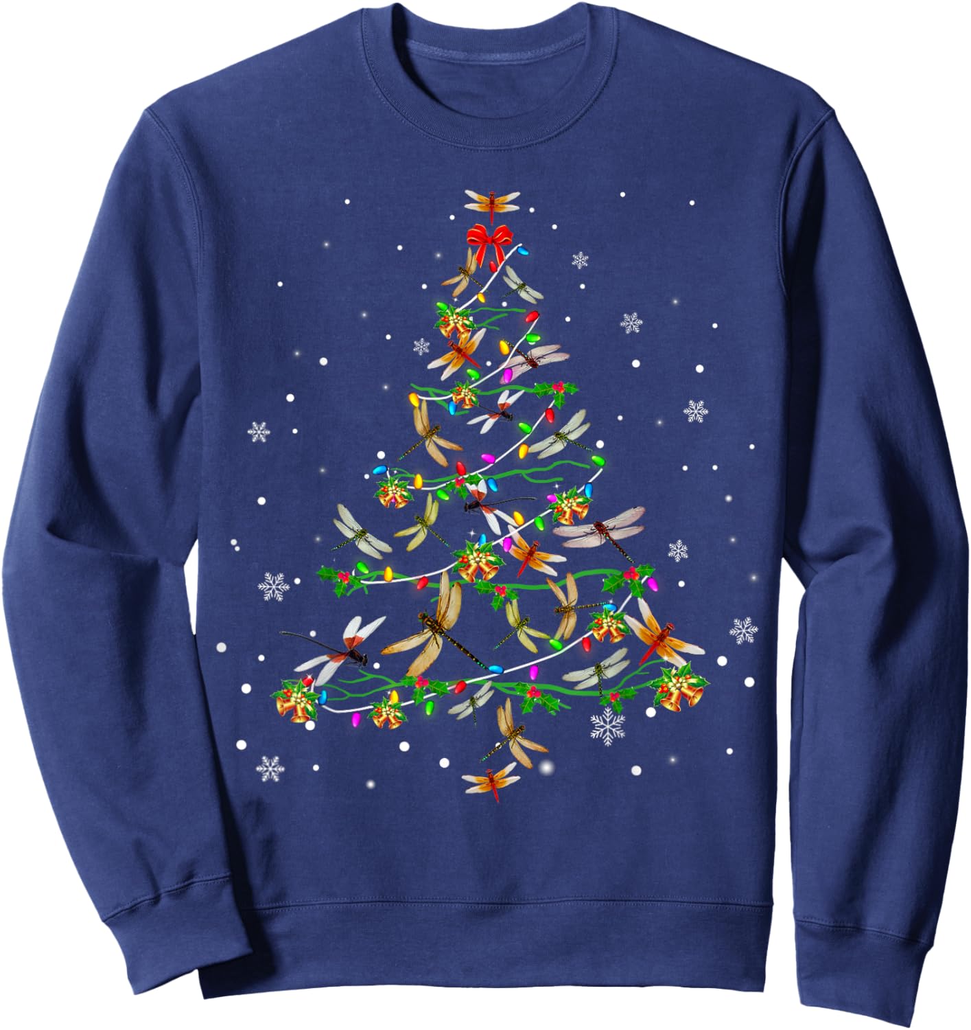 Dragonfly Christmas Tree Ornament Decor Xmas Sweatshirt - Sweatshirt | Navy