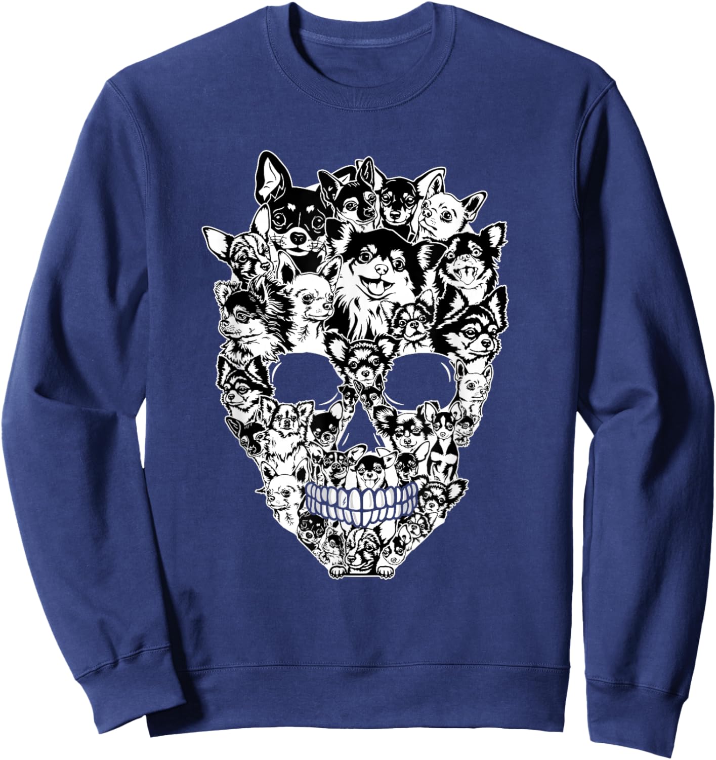 Funny Chihuahua Skull Dog Skeleton Halloween Women Kids Sweatshirt - Sweatshirt | Navy