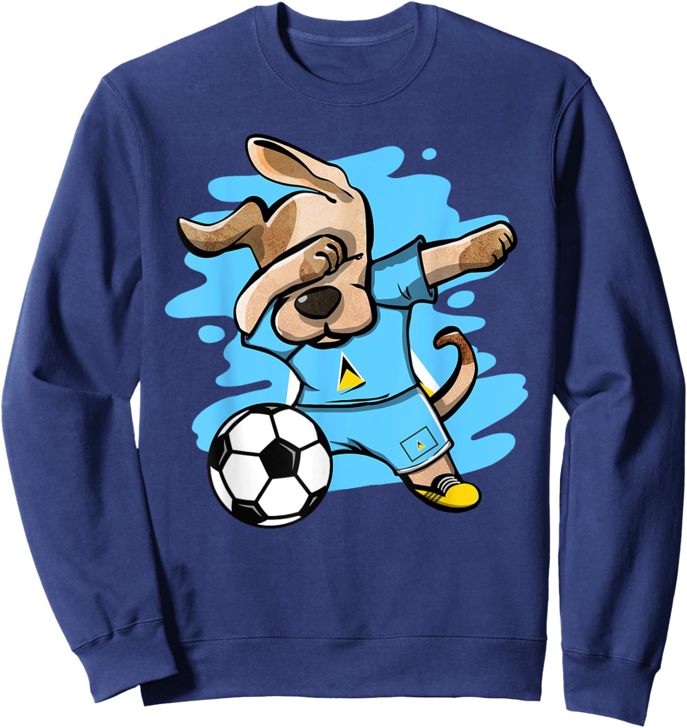 Dabbing Dog Saint Lucia Soccer Fans Jersey Saint Lucian Flag Women Girls Kids Sweatshirt - Sweatshirt | Navy