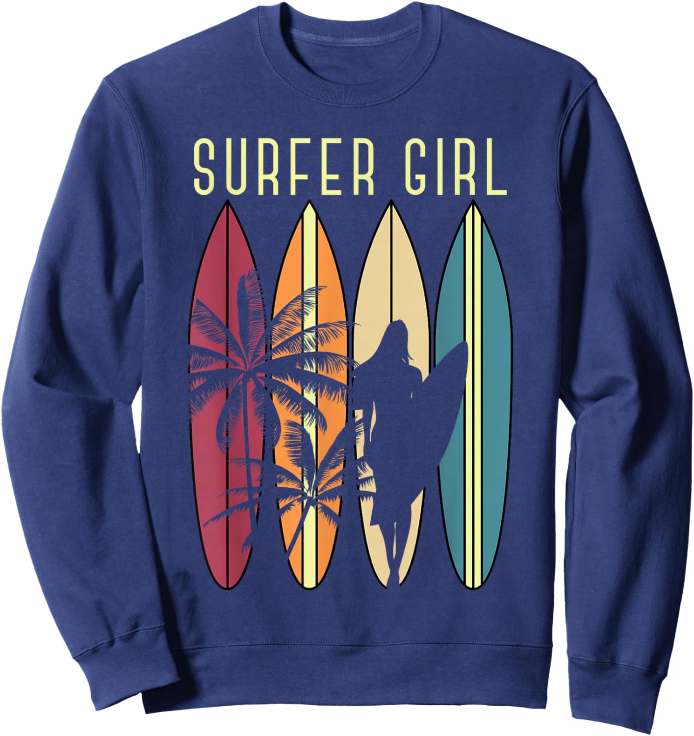 Water Sports Surfing Girls Surfboard Surfer Hobby Surfing Sweatshirt - Sweatshirt | Navy