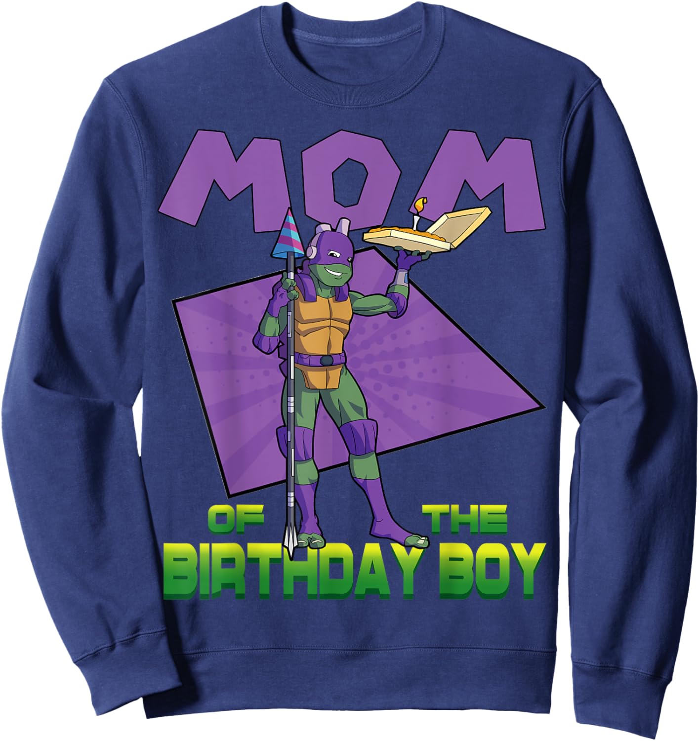 Mademark x Teenage Mutant Ninja Turtles - Donnie Mommy of the Birthday Boy Pizza Theme Party Sweatshirt - Sweatshirt | Navy