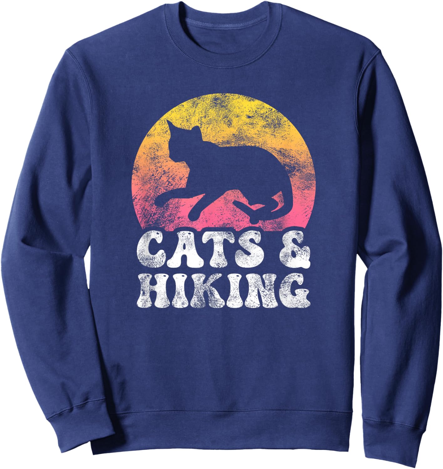 Funny Cats & Hiking Vintage Retro Hobby Sweatshirt - Sweatshirt | Navy