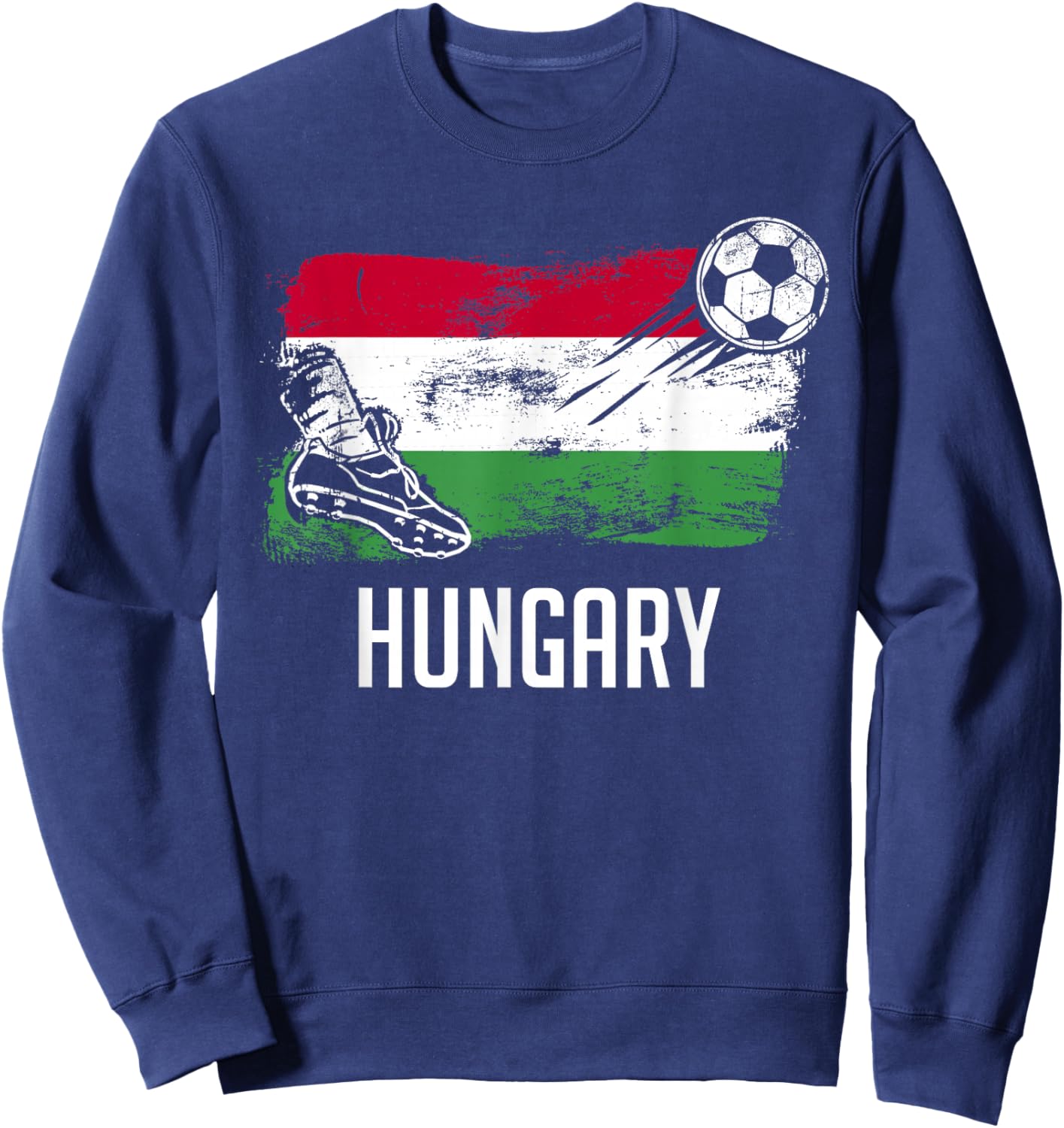 Hungary Flag Jersey Hungarian Soccer Team Sweatshirt - Sweatshirt | Navy