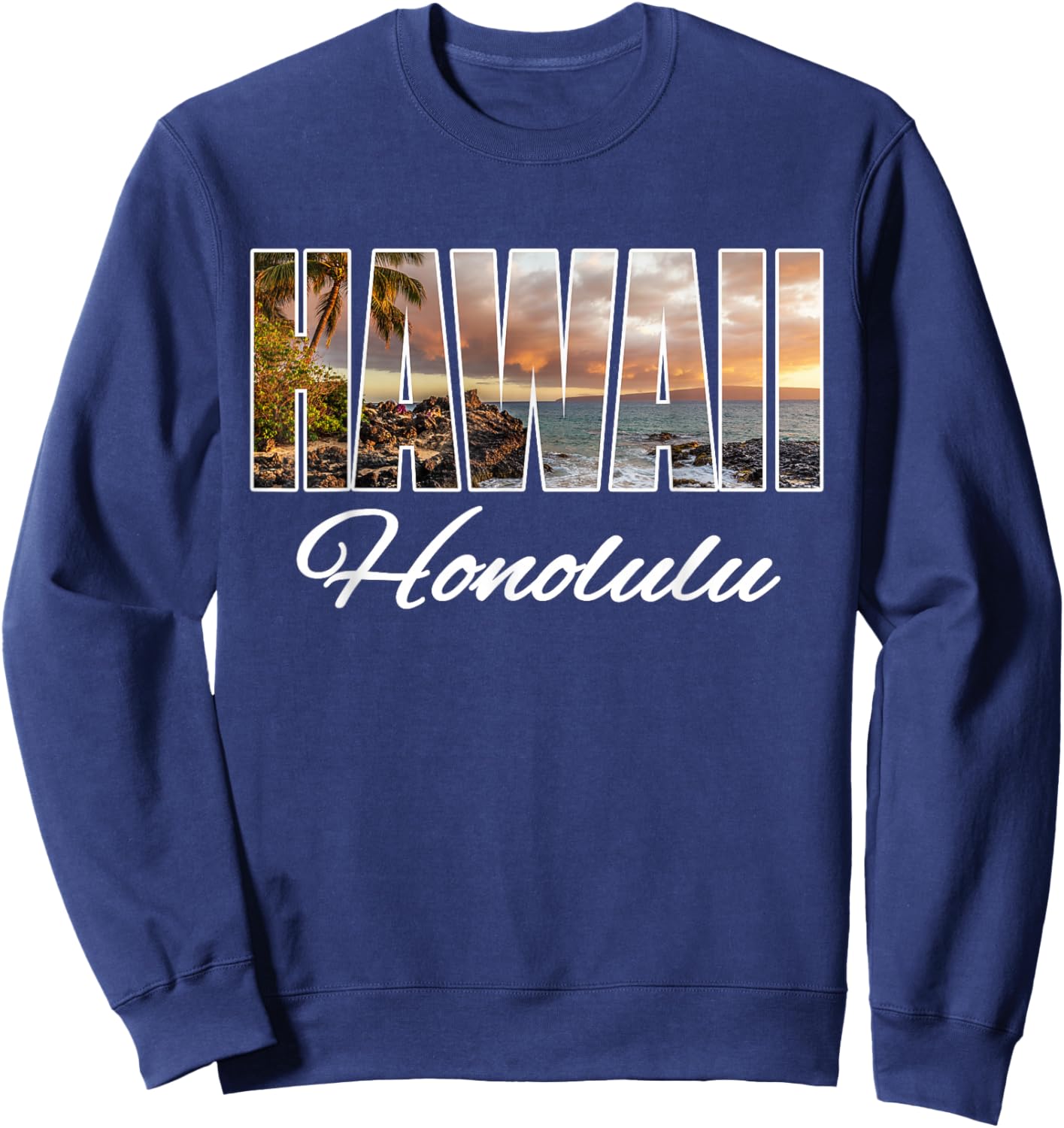 Hawaii Honolulu Surfing Beach Hawaiian Island Sweatshirt - Sweatshirt | Navy