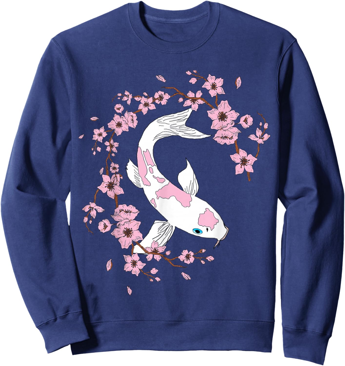 Sakura Cherry Koi Carp Cherry Blossom Tree Sweatshirt - Sweatshirt | Navy