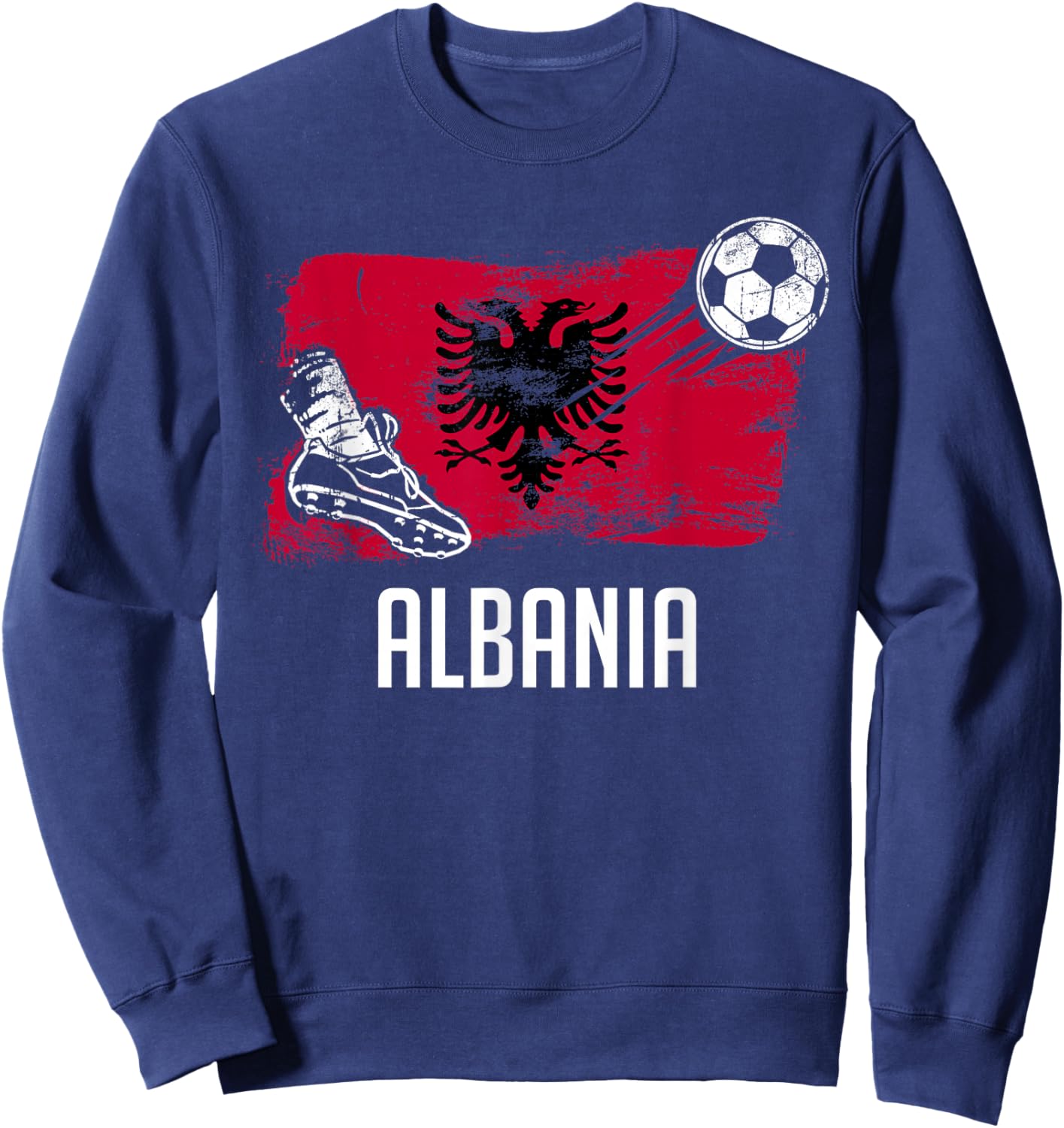 Albania Flag Jersey Albanian Soccer Team Albanian Sweatshirt - Sweatshirt | Navy