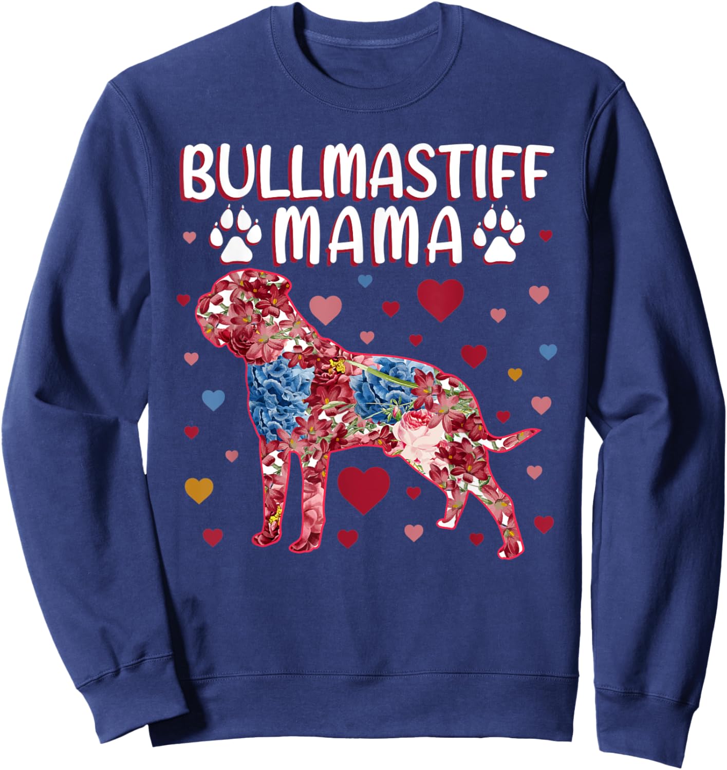 Flowers Bullmastiff Mama Sweatshirt - Sweatshirt | Navy