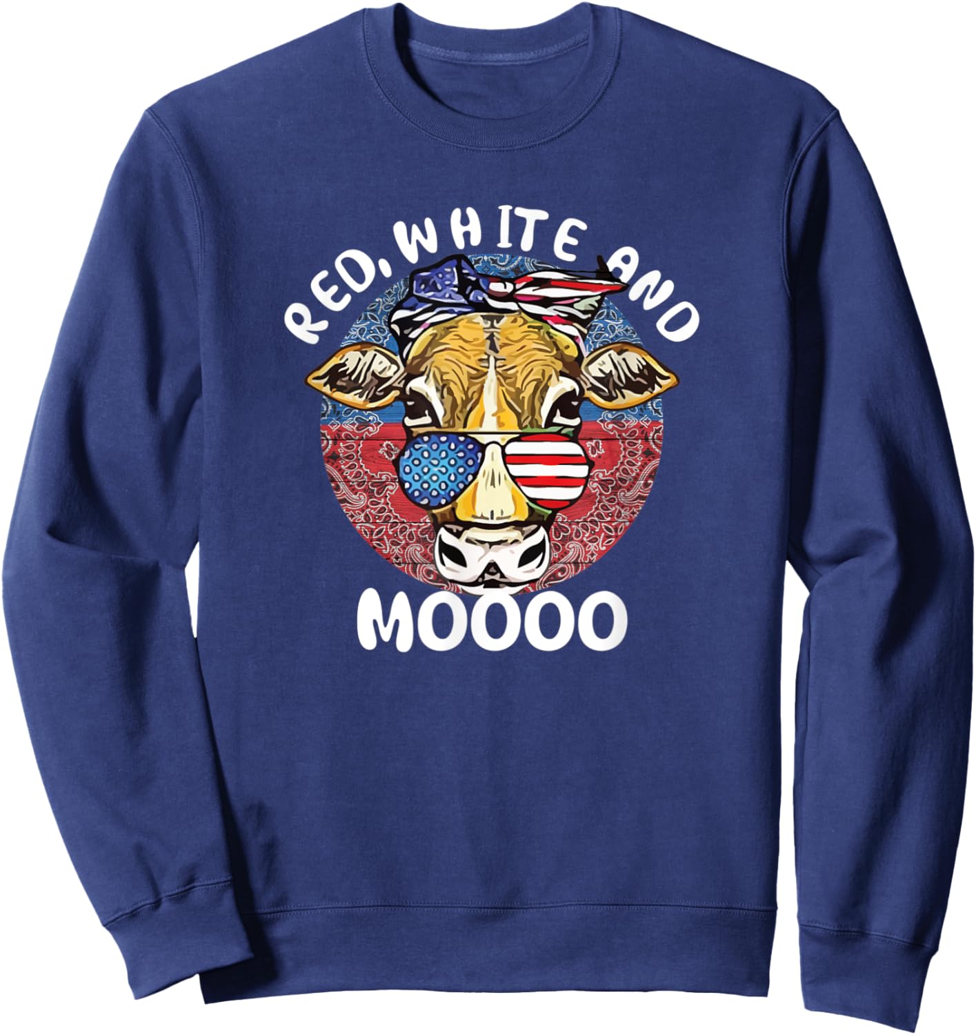 Red White Moo Cow Shirt Farm Clothes Cowgirl Girls Sweatshirt - Sweatshirt | Navy