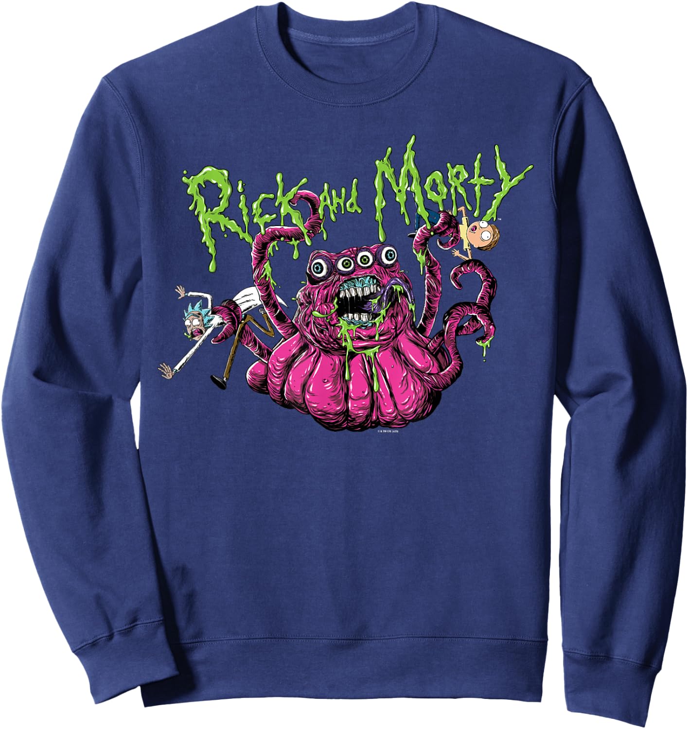 Rick and Morty Alien Adult Cartoon Fashion Sweatshirt - Sweatshirt | Navy