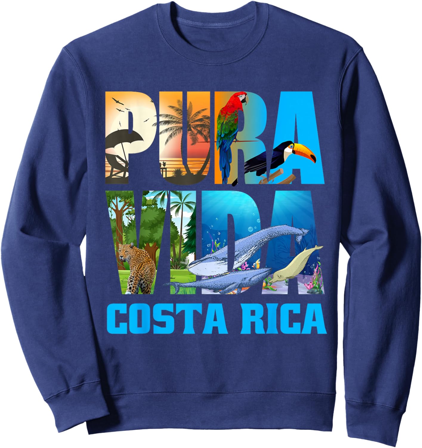Costa Rica Pura Vida Shirt Animals Nature Pura Vida Sweatshirt - Sweatshirt | Navy