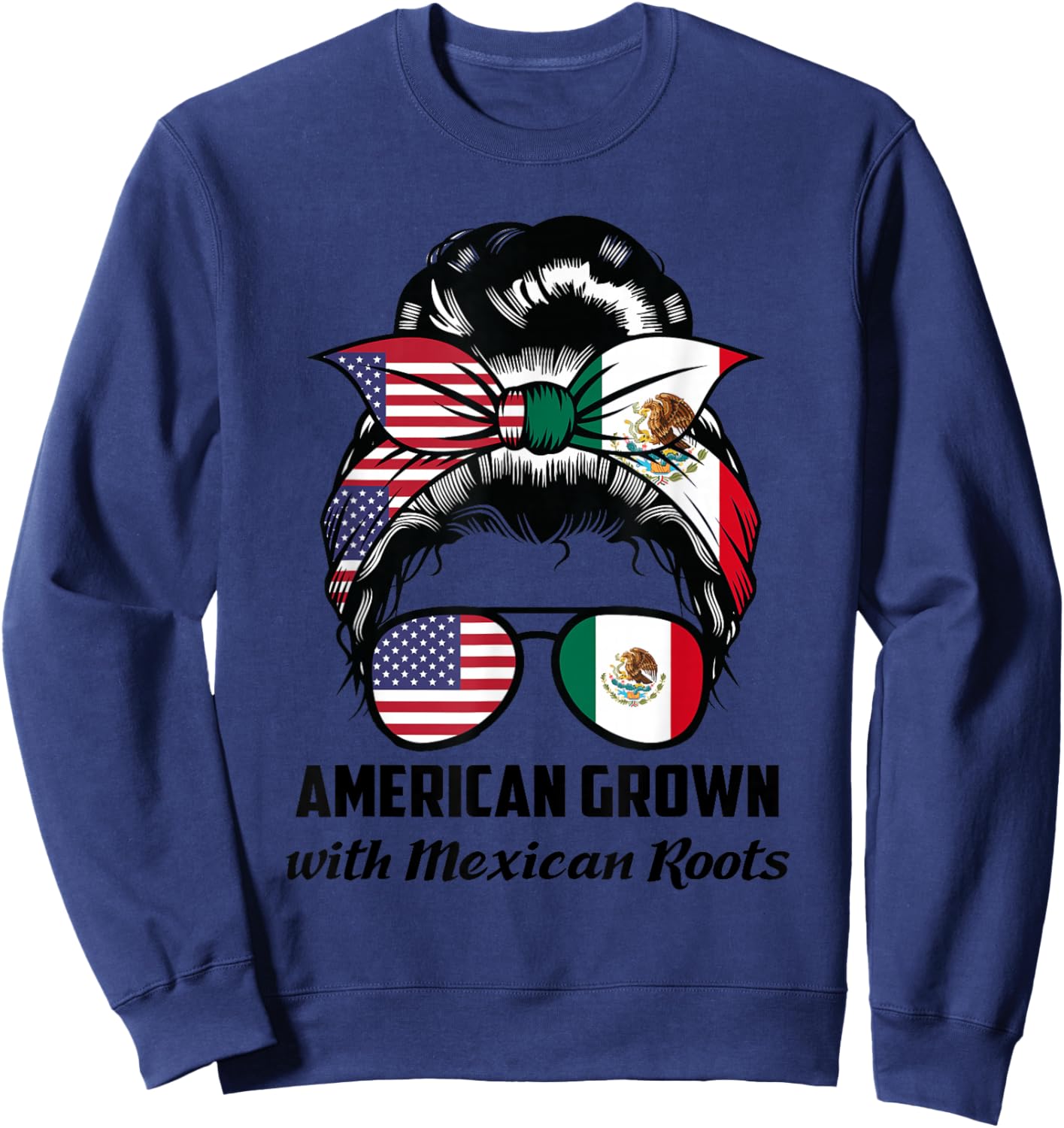 American Grown with Mexican Roots Mexican Small Sweatshirt - Sweatshirt | Navy