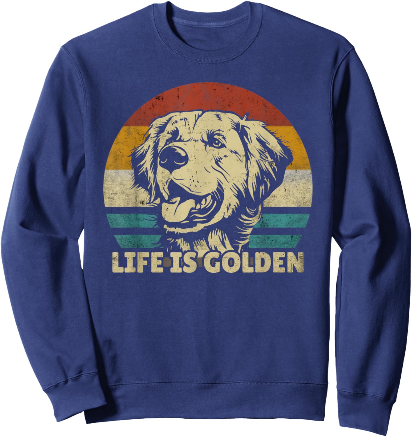 Golden Retriever Hund Life is golden retro vintage Sweatshirt - Sweatshirt | Navy