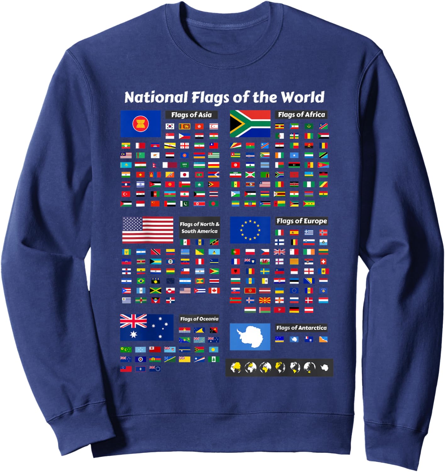Flags of The Countries of The World International Gift Sweatshirt - Sweatshirt | Navy