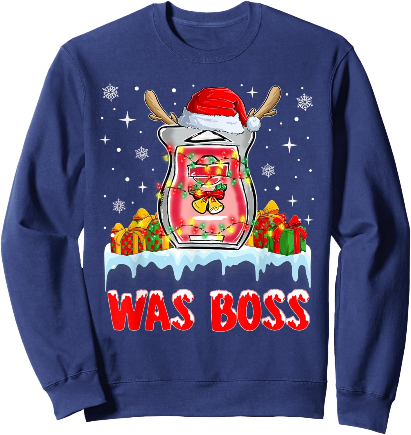 rjMY Wax Boss Christmas Lights Merry Xmas Waxing Lover Noel Sweatshirt - Sweatshirt | Navy